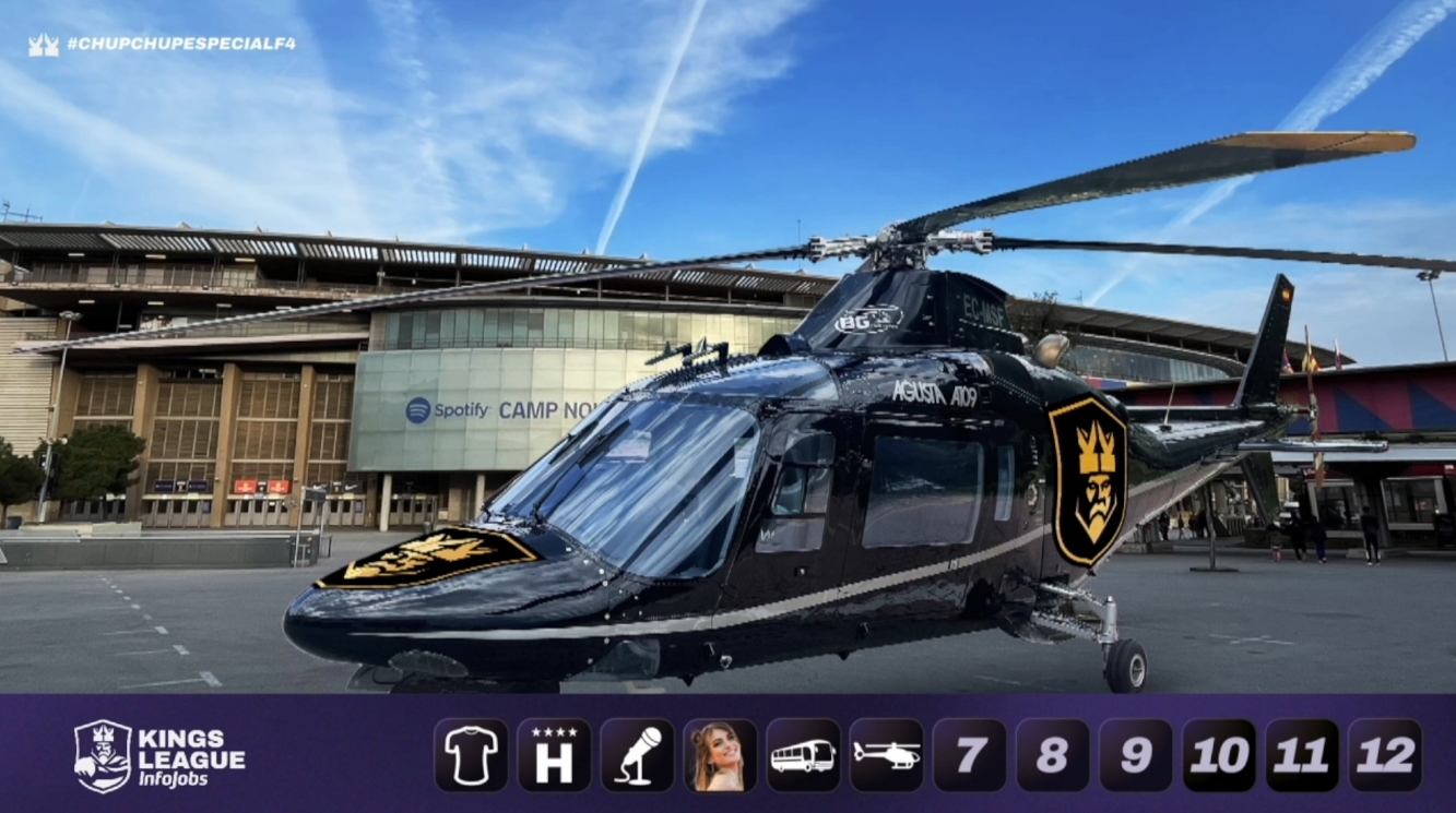 Los presidentes de la Kings League InfoJobs llegarán al Camp Nou en helicóptero