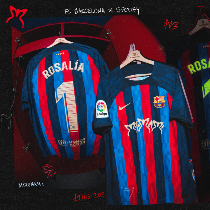 El Barcelona jugará el Clásico con una camiseta 'Motomami' de Rosalía que brilla en la oscuridad