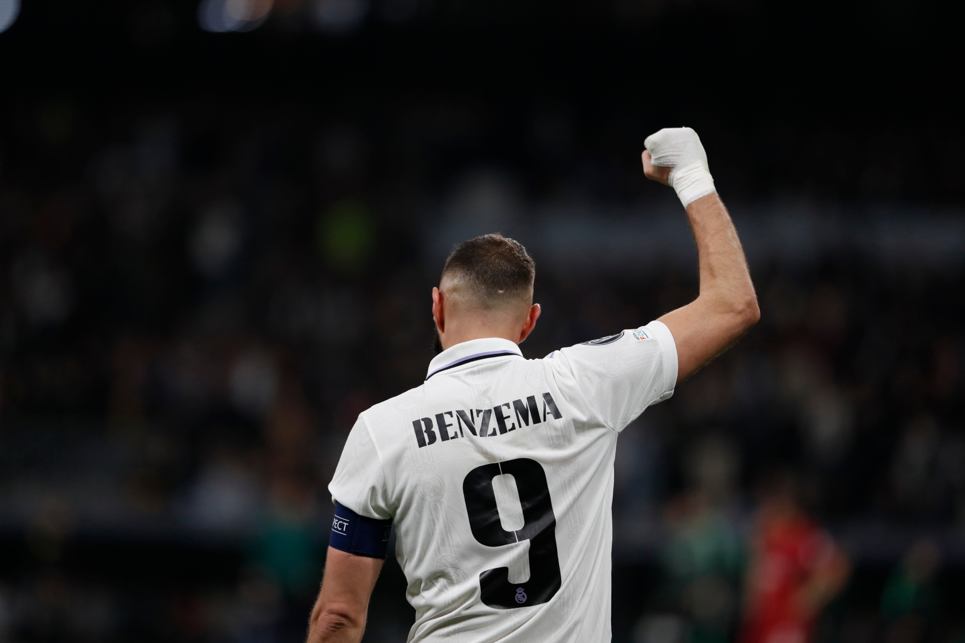 Benzema celebra su gol ante el Liverpool/Efe