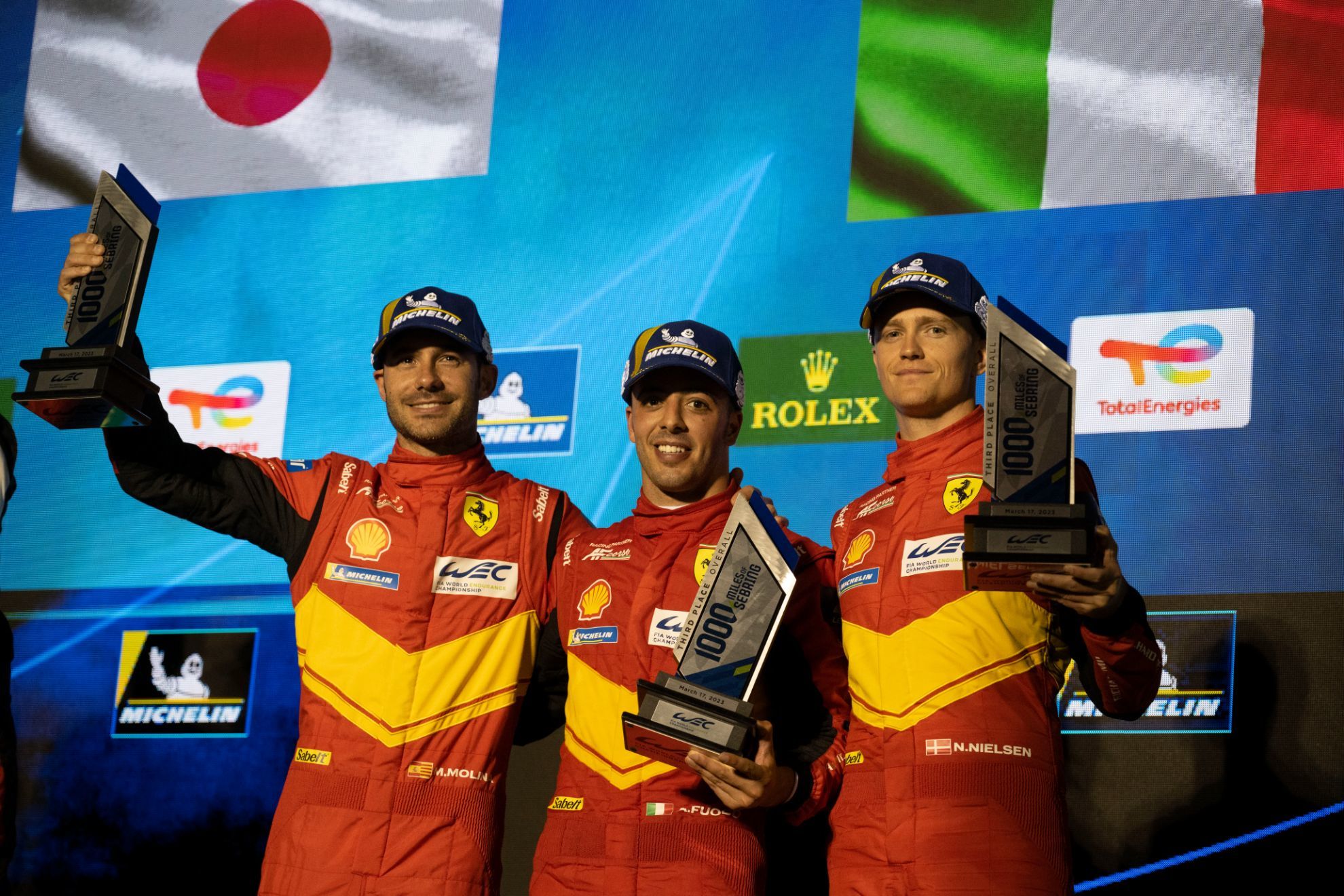 Molina, Fuoco y Jensen pisaron podio en el estreno de Ferrari en Sebring.