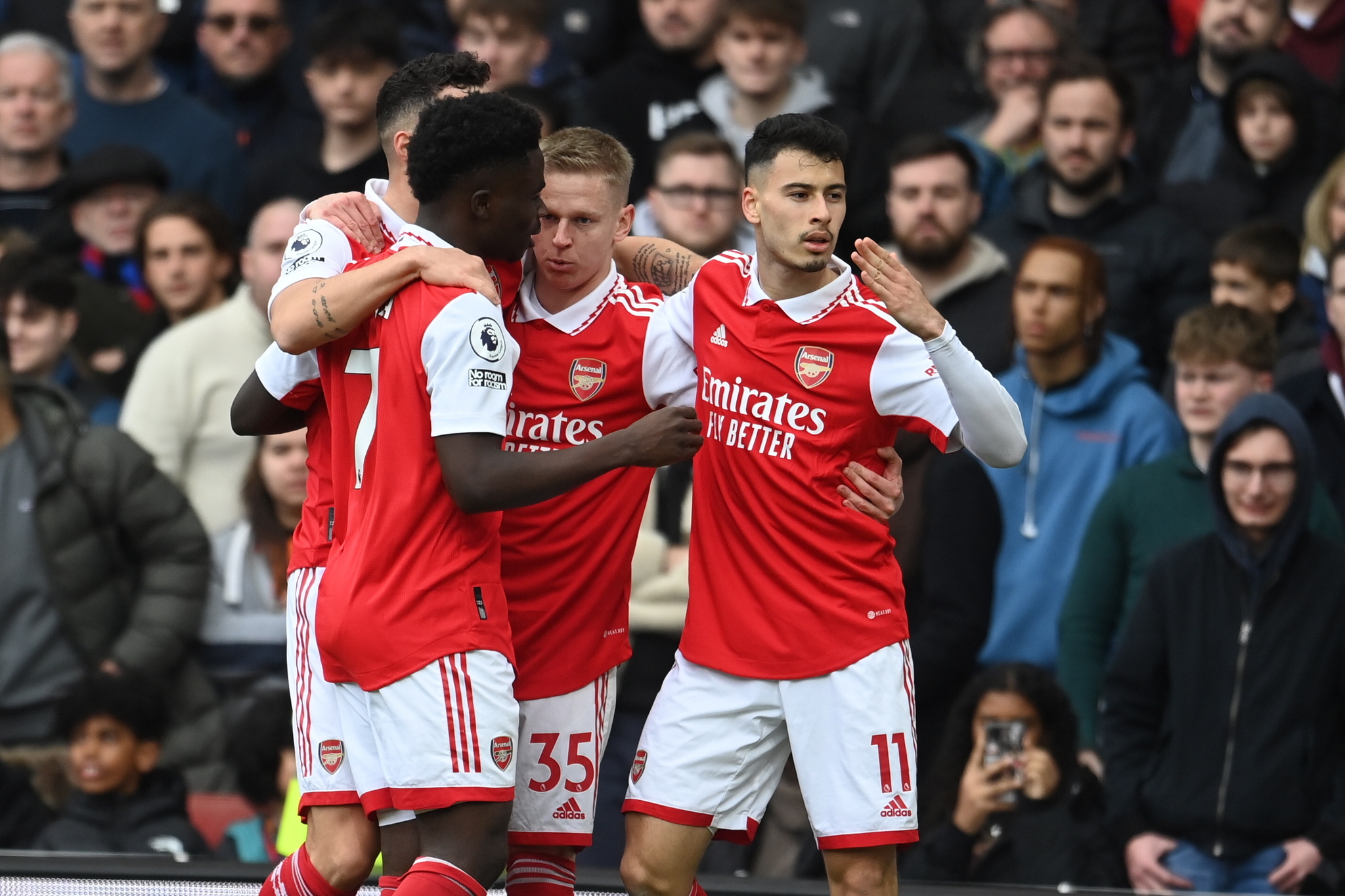 Los jugadores del Arsenal celebran el 1-0.