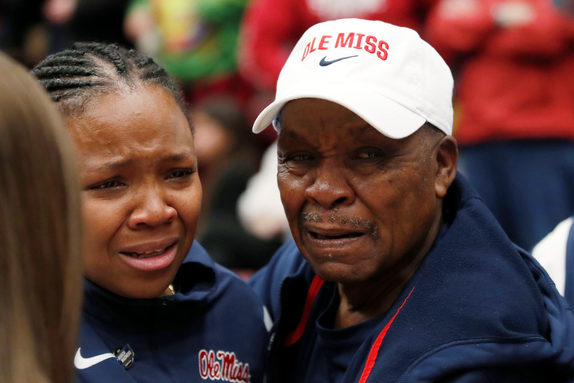 Mississippi head coach Yolett McPhee-McCuin gets emotional with her dad Gladstone McPhee.