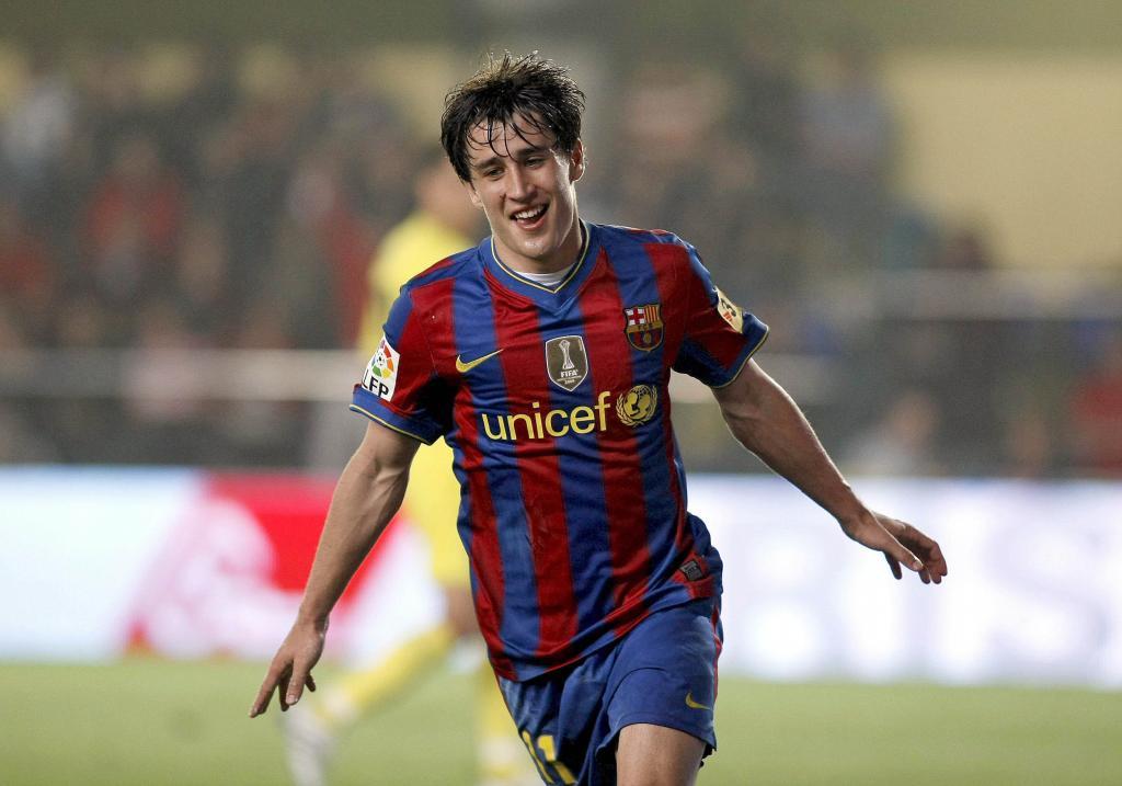 Bojan celebrando un gol con el FC Barcelona