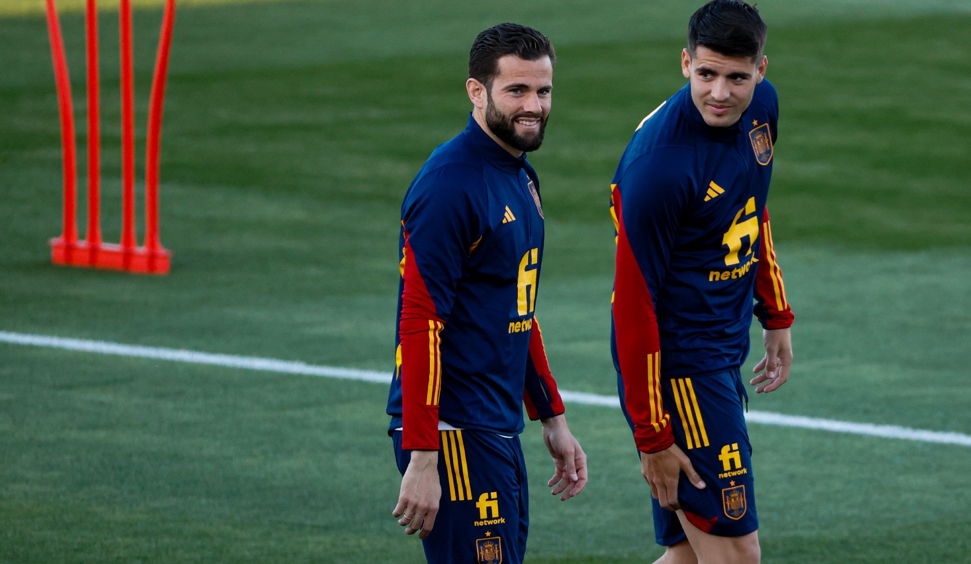 Nacho y Morata, en el entrenamiento del lunes de España en la Ciudad del Fútbol.