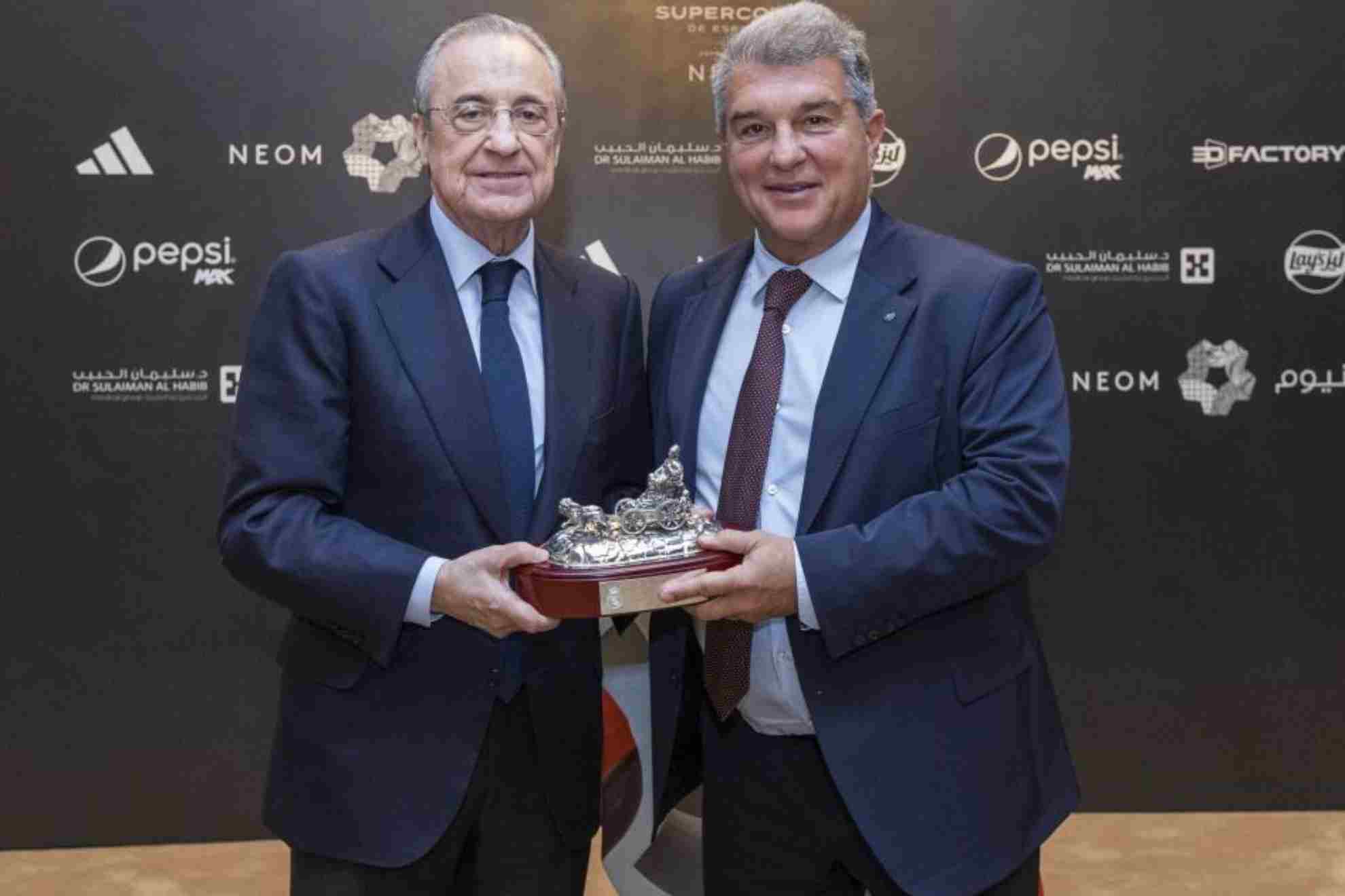Florentino Pérez, presidente del Real Madrid, y Joan Laporta, presidente del Barcelona.