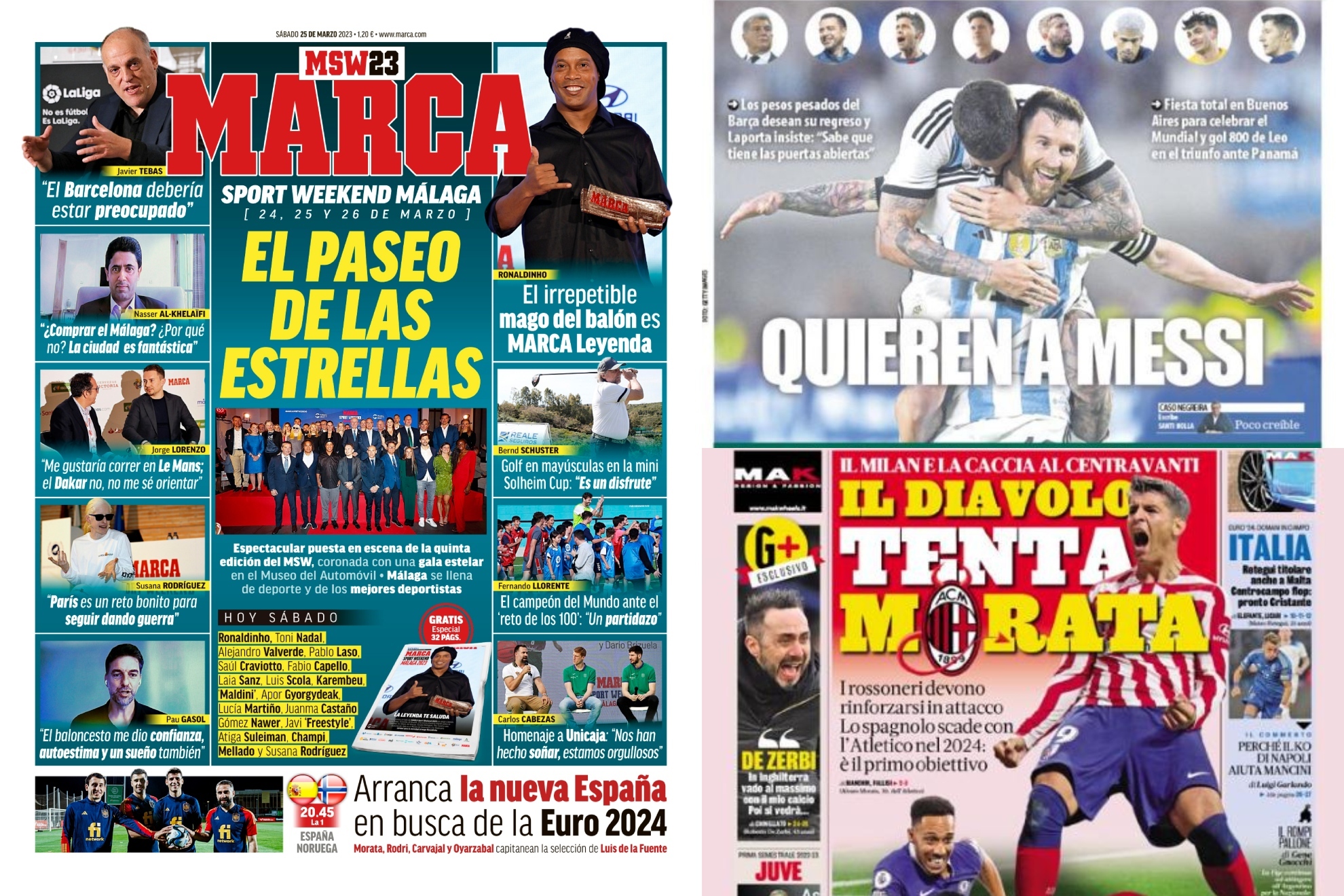 'El paseo de las estrellas', 'Quieren a Messi', 'El diablo tienta a Morata'...