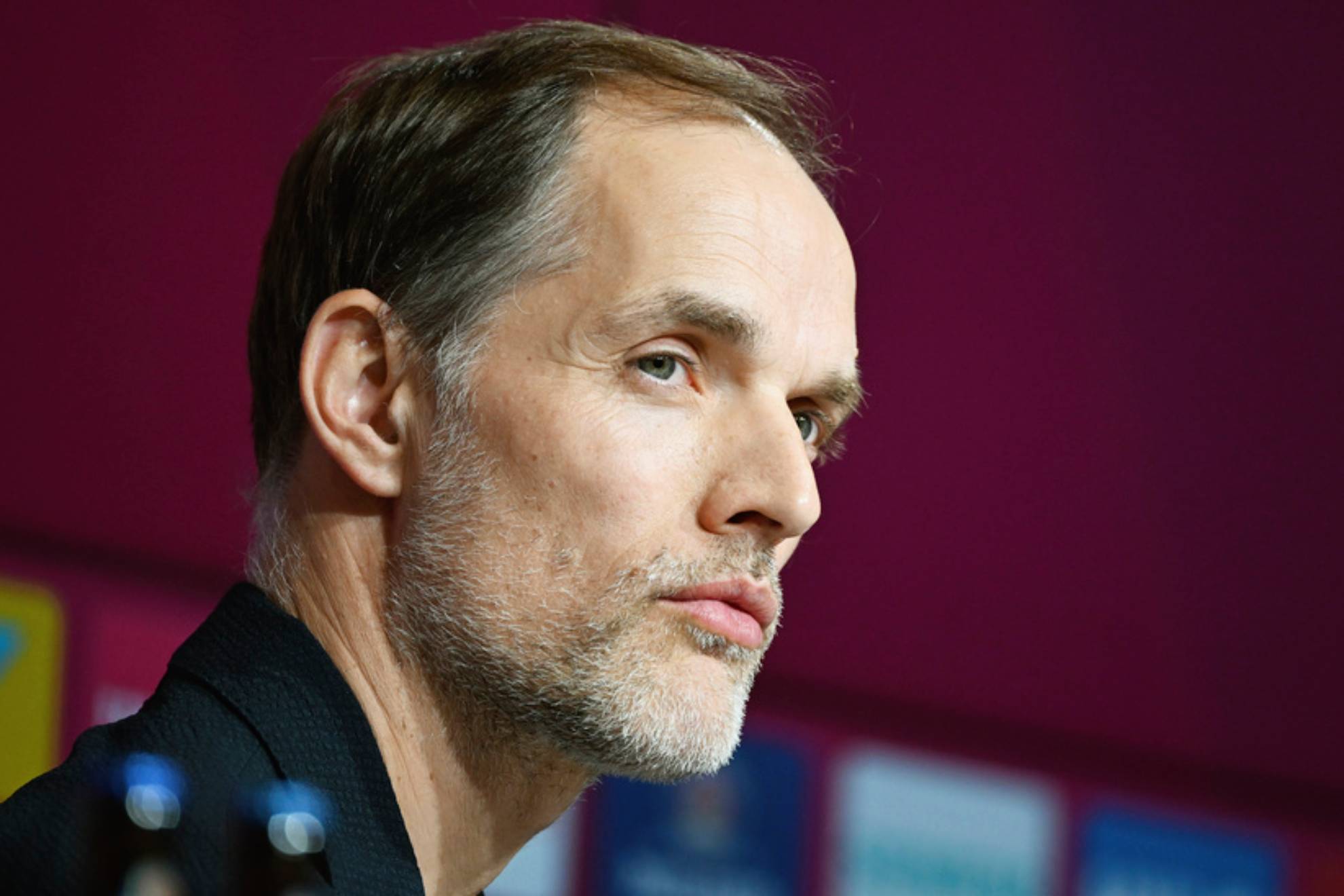 Bayern Munichs new coach Thomas Tuchel looks on during a press conference