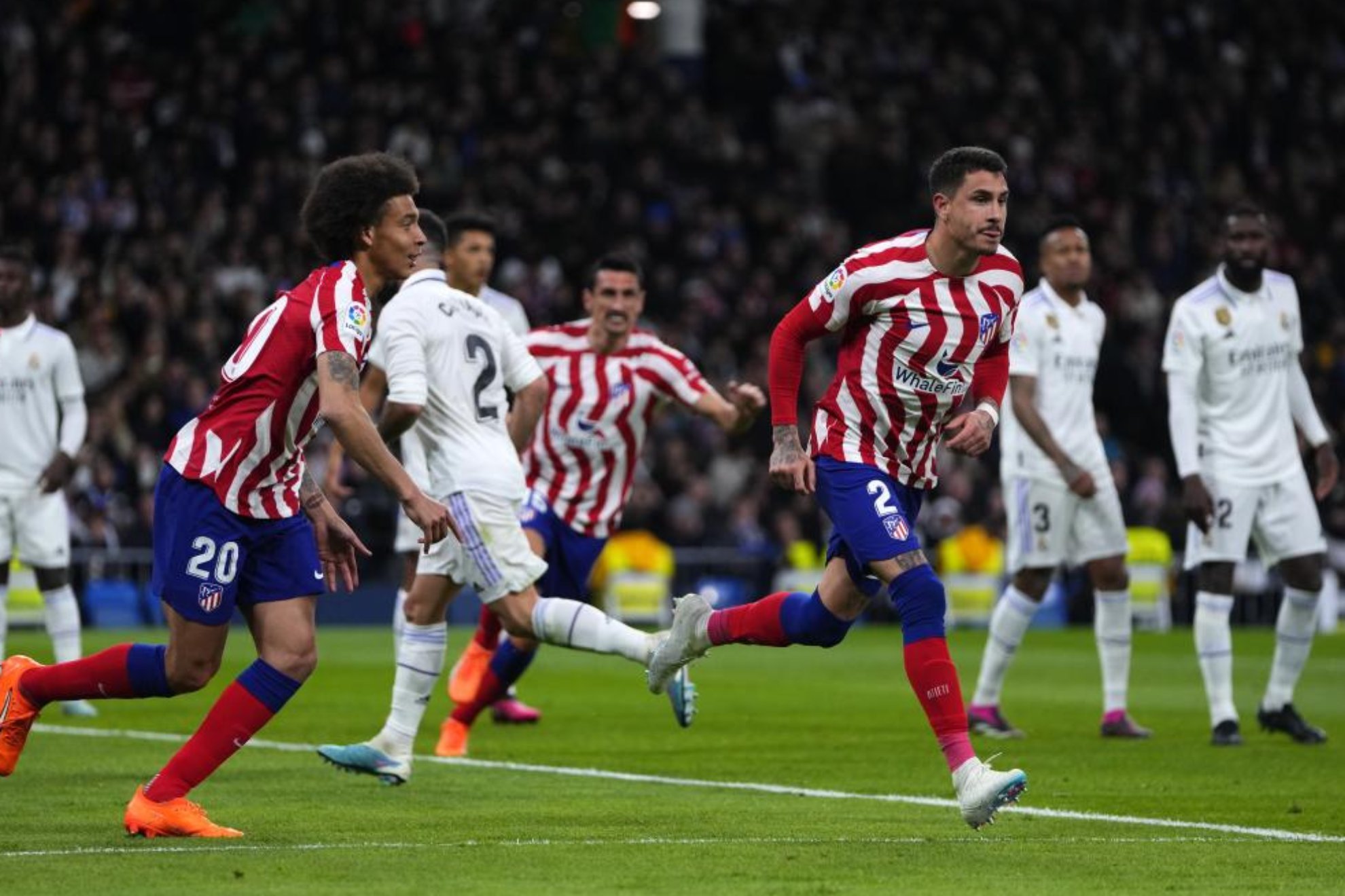 Giménez celebra el gol que anotó en el Bernabéu esta temporada