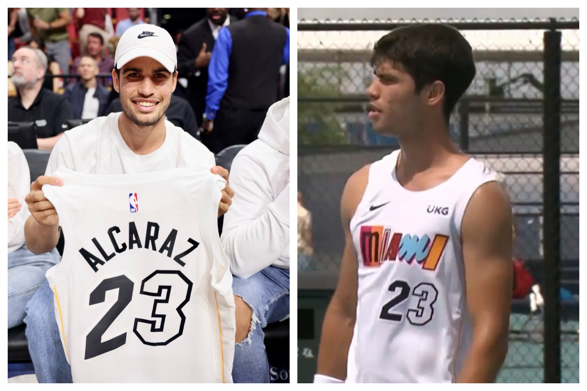 Alcaraz entrena con la camiseta de los Miami Heat