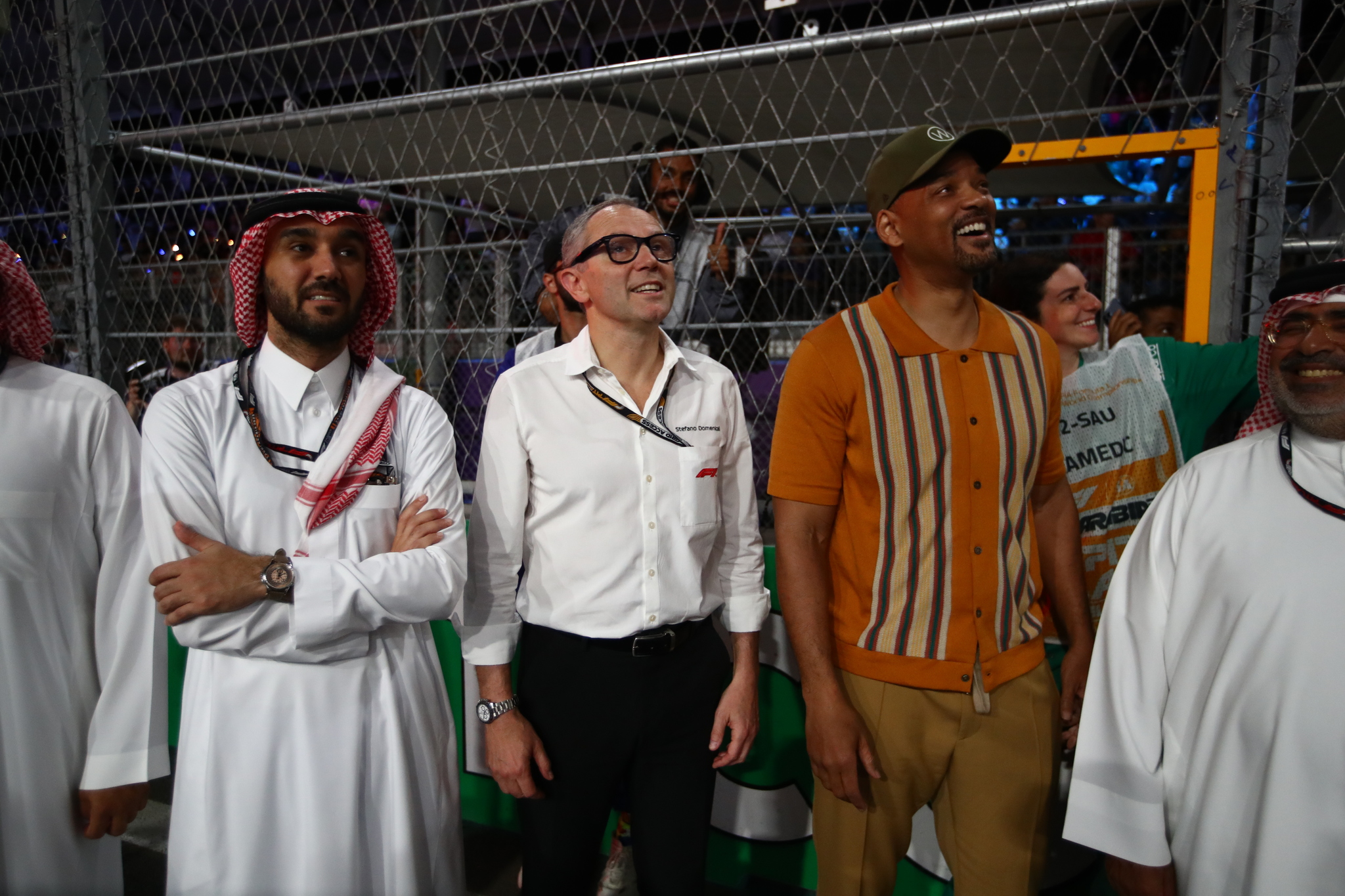 Stefano Domenicali, en el pasado Gran Premio de Arabia Saudí, junto al actor Will Smith.
