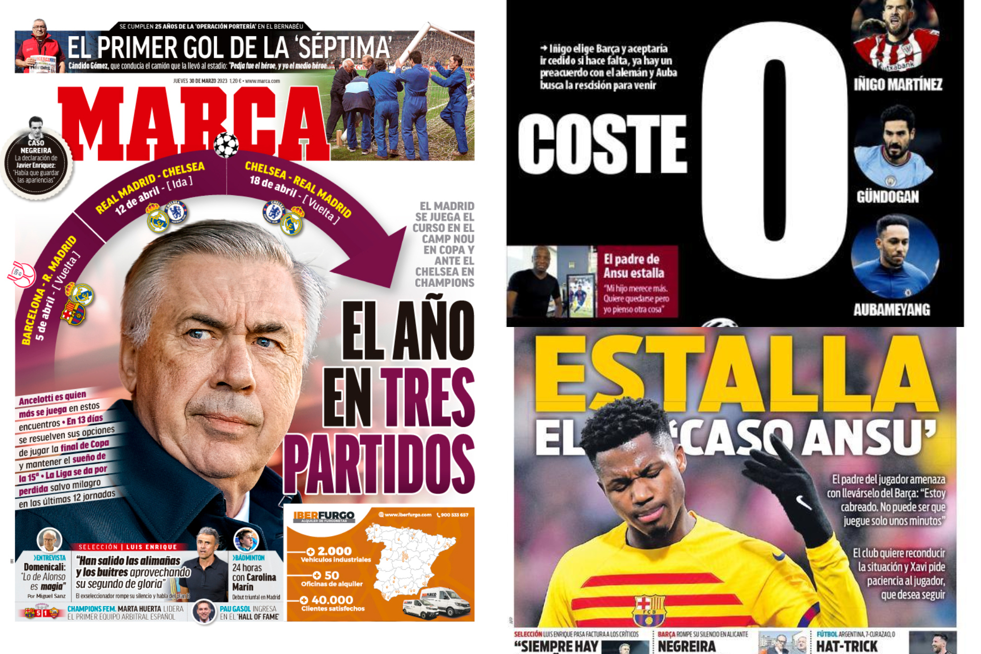 Las portadas: un año en tres partidos... y tres fichajes para el Barça