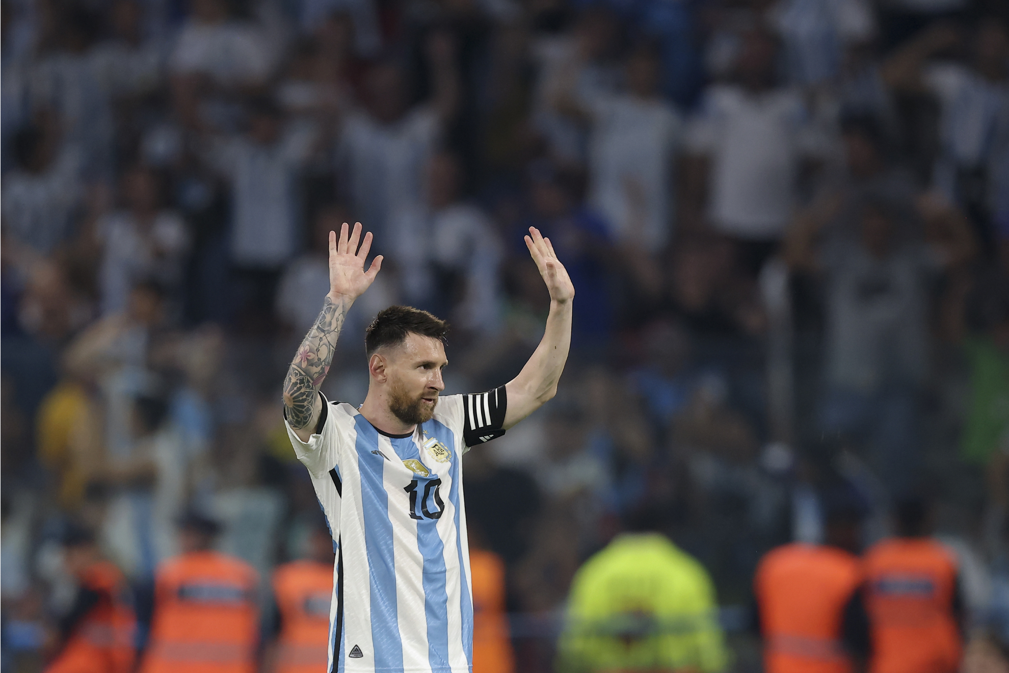 Messi celebra un gol con Argentina.