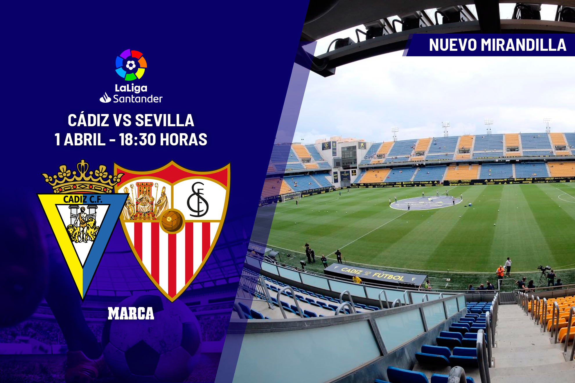 Cádiz - Sevilla: horario y dónde ver en TV hoy el partido de la jornada 27 de Primera División