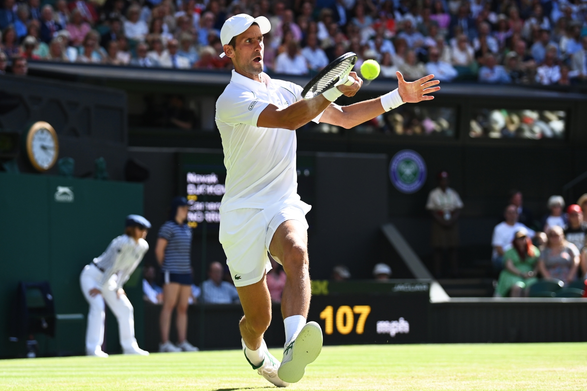 Novak Djokovic en la final de Wimbledon de 2022.
