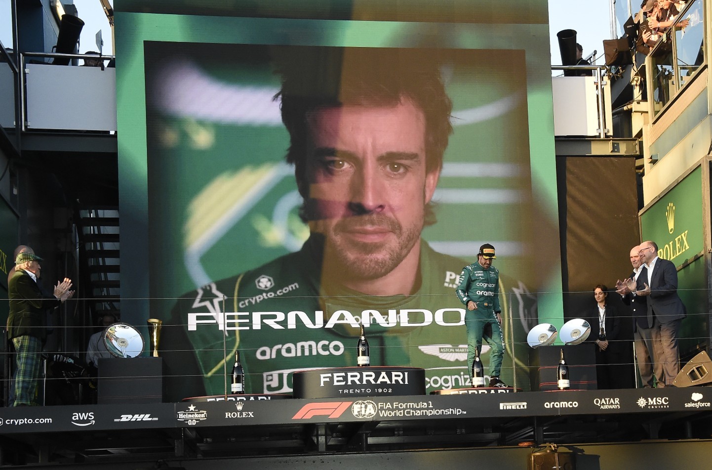 Fernando Alonso, en el podio del Gran Premio de Australia.