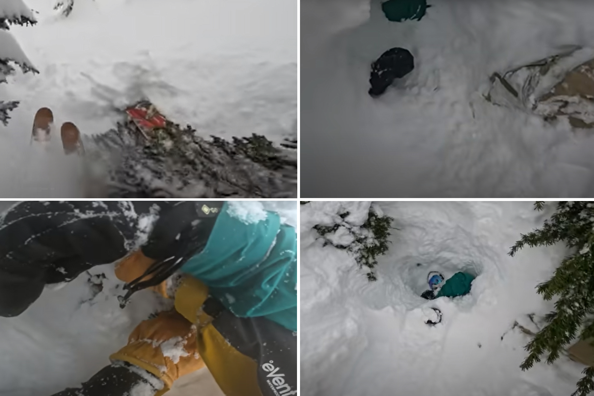 Angustioso rescate a un snowboarder que quedó atrapado bajo la nieve