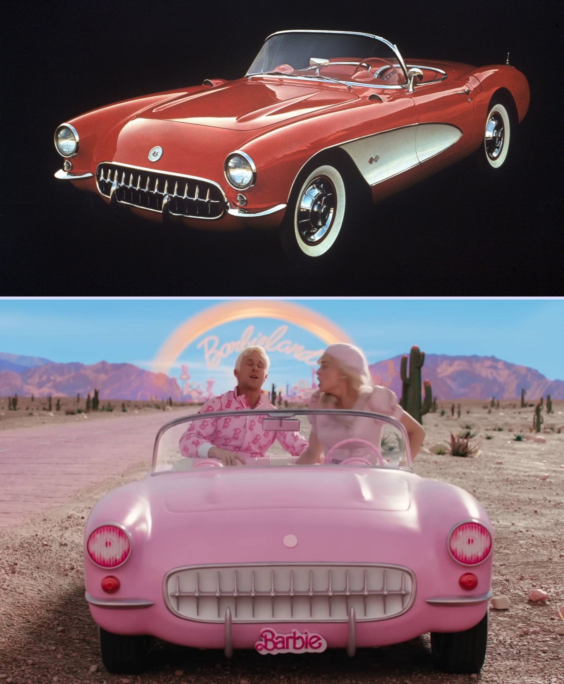 El Corvette C1 de Barbie es el post 1957, con los faros ms redondeados.