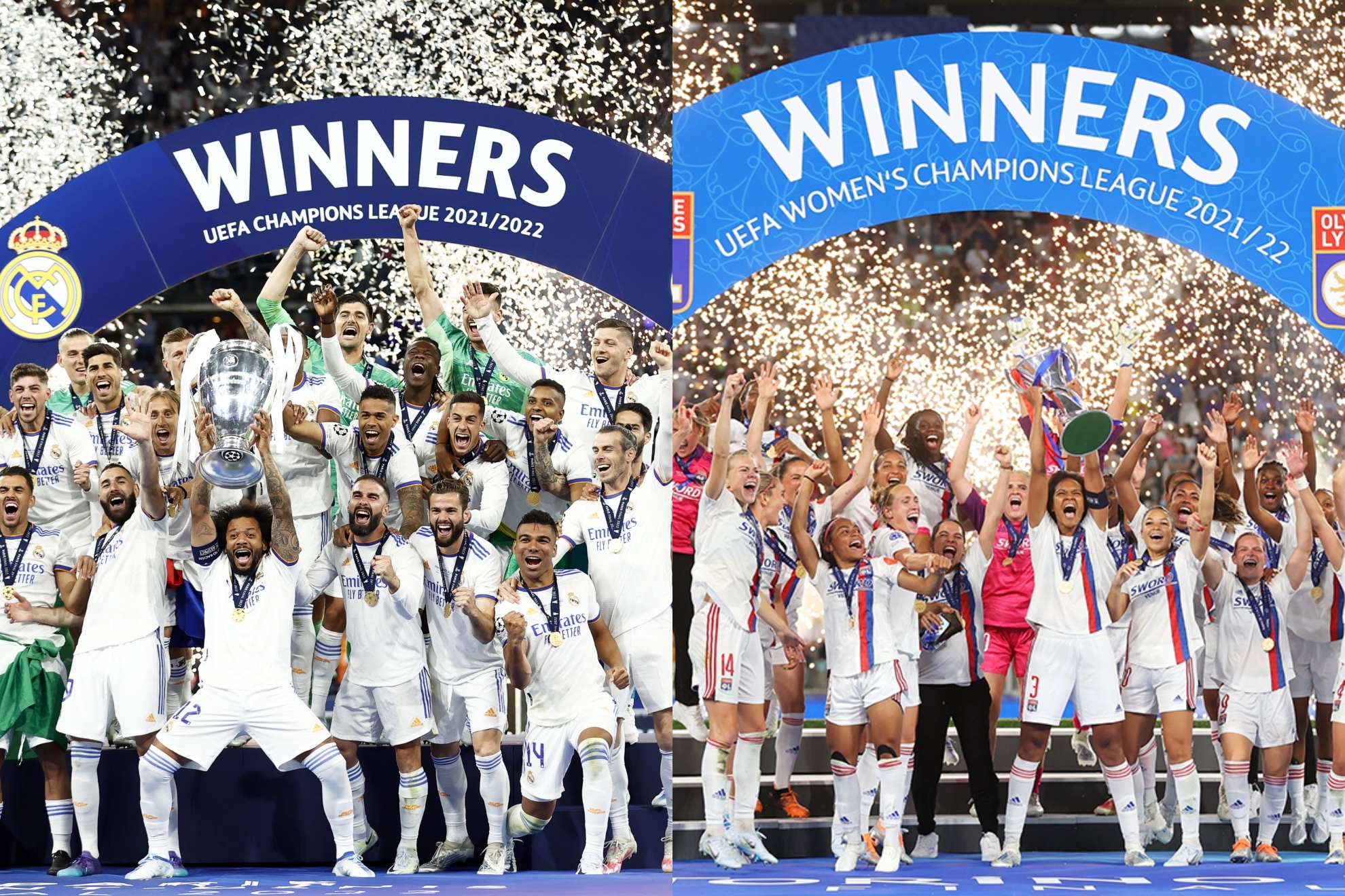 Real Madrid y Olympique Lyonnais, campeones de la Champions League 2021/22.