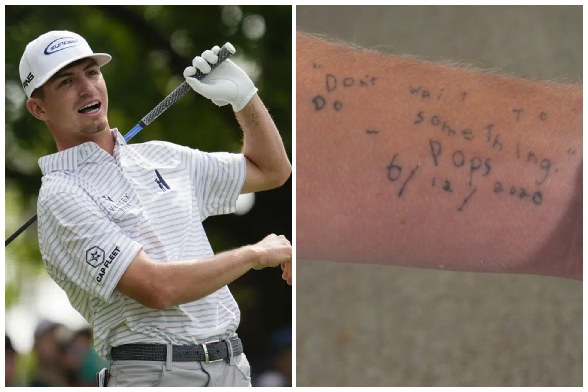 Sam Bennett tattooed his late father's last note in his forearm.