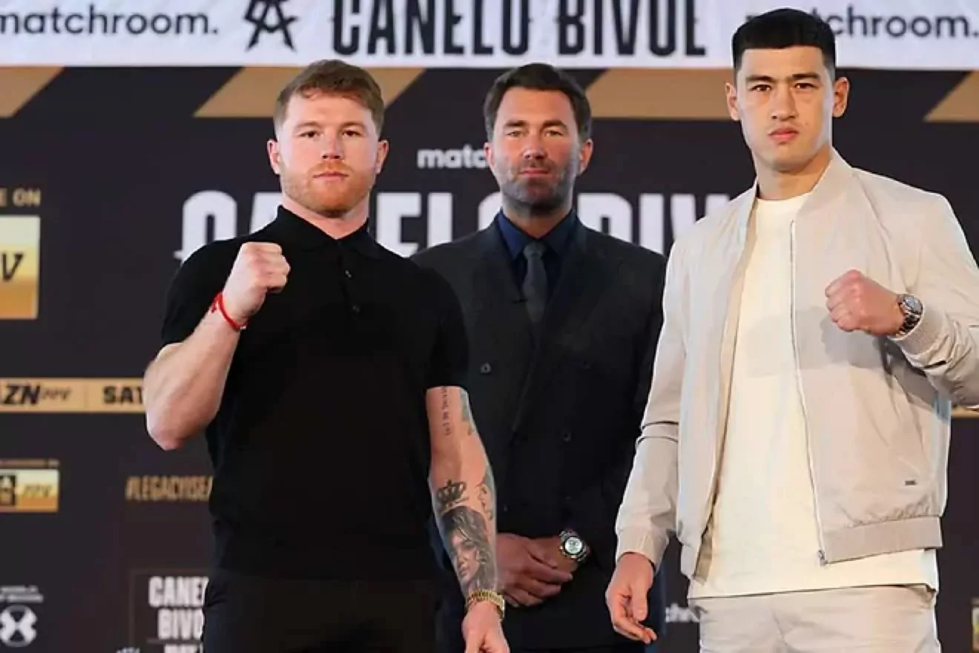 Canelo and Dmitry Bivol before their first fight.