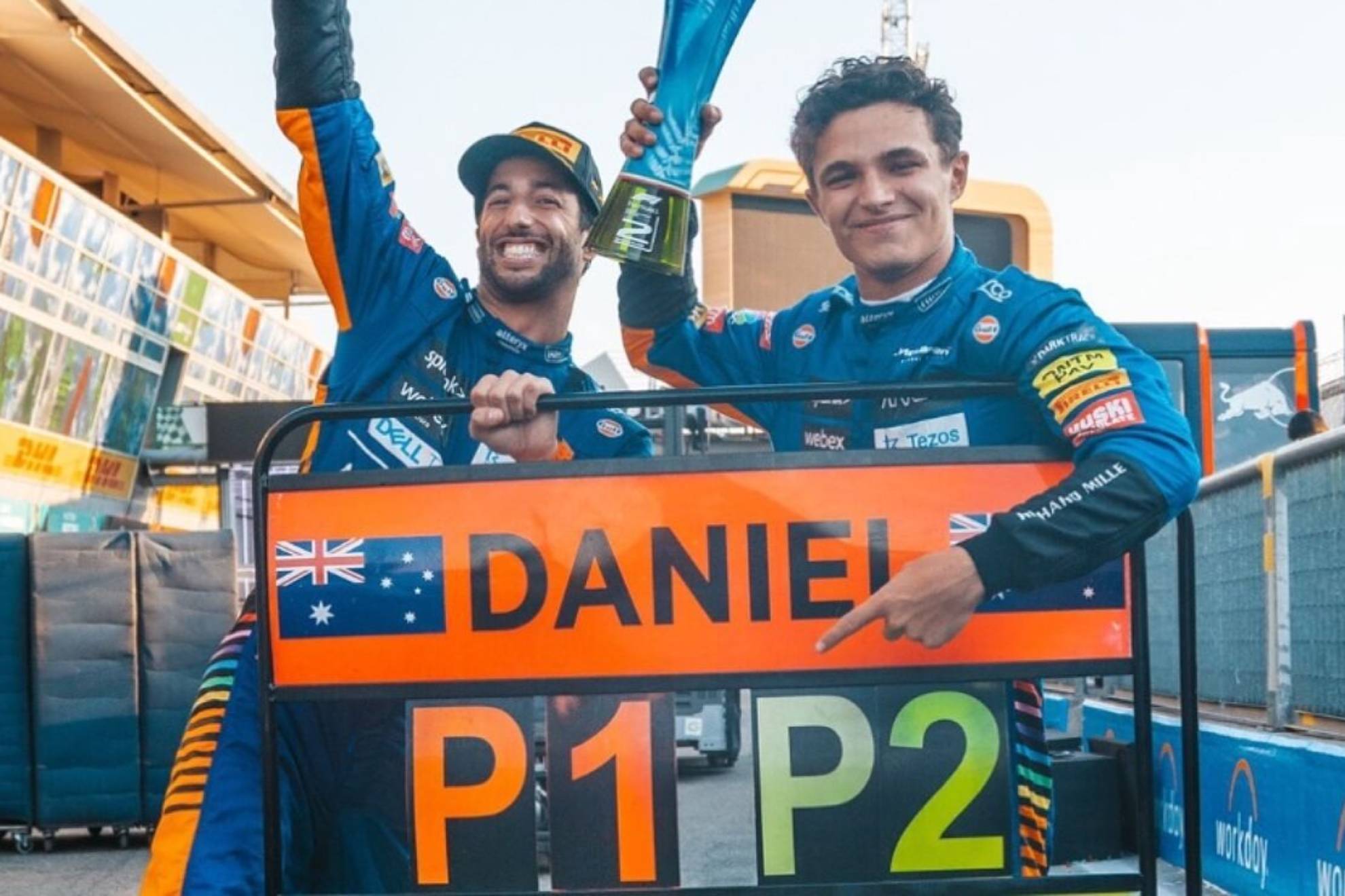 Ricciardo y Norris, trasn el GP de Italia de 2021 que ganó el australiano.