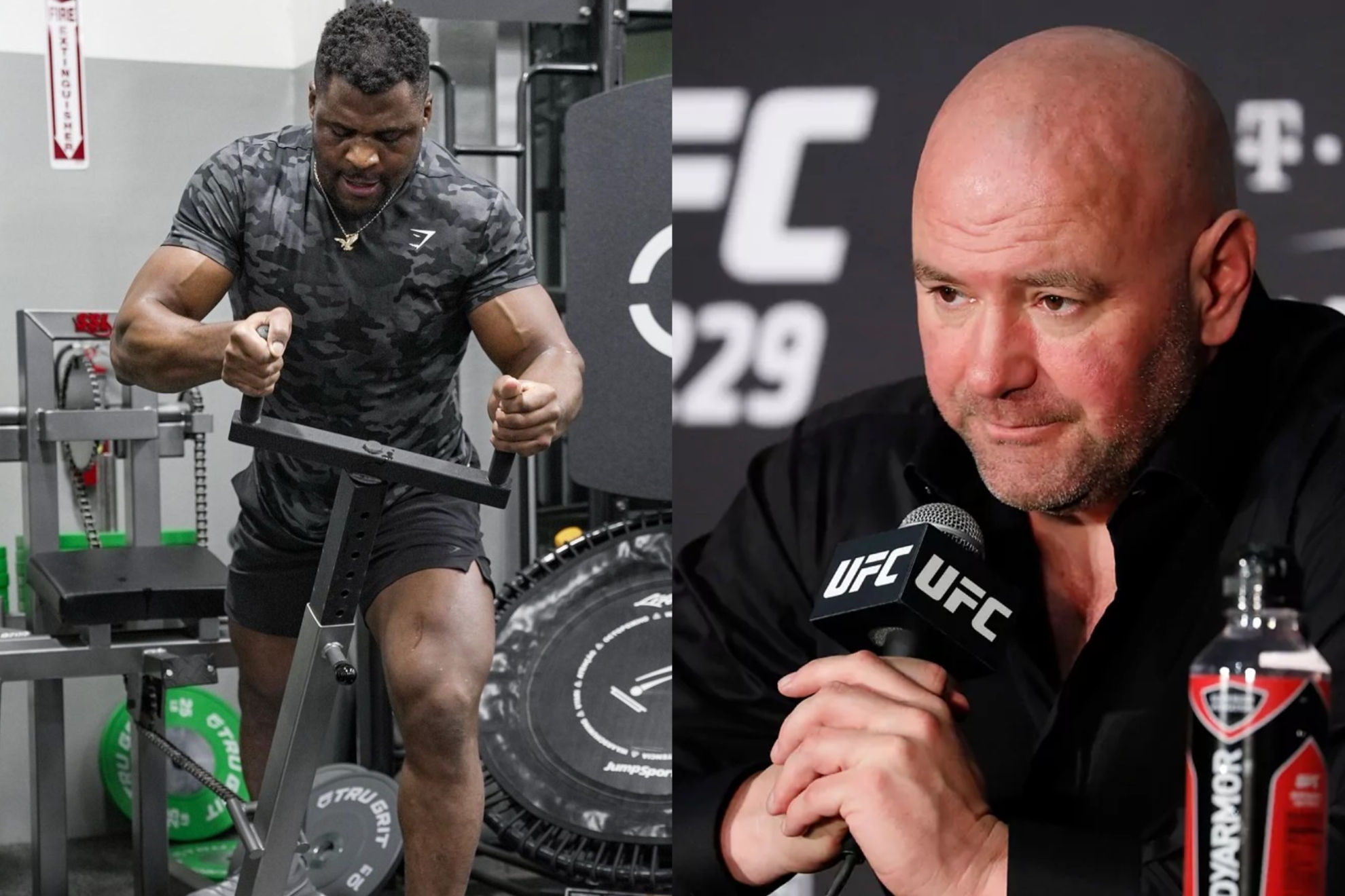 Mashup picture of Dana White and Francis Ngannou