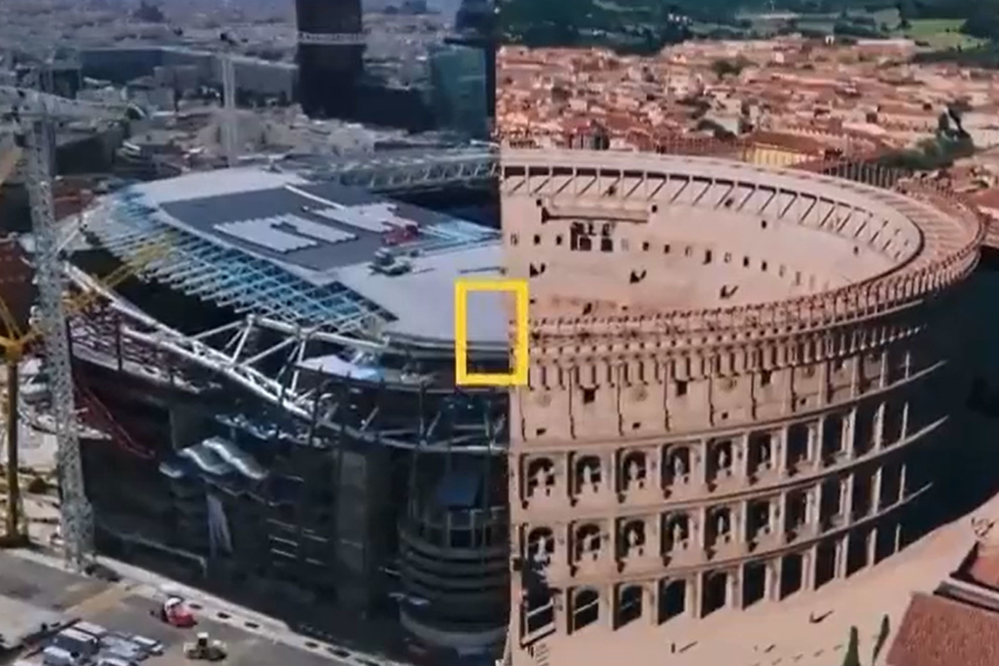 La brutal comparativa de National Geographic del estadio Bernabu... con el Coliseo de Roma!