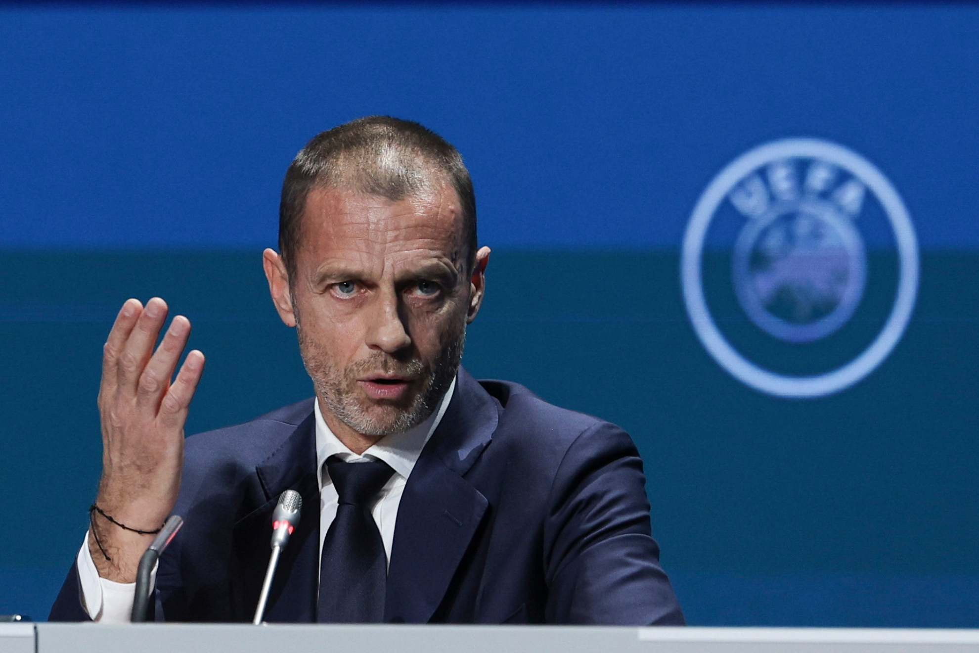 Aleksander Ceferin, presidente de la UEFA, en una comparecencia pblica.