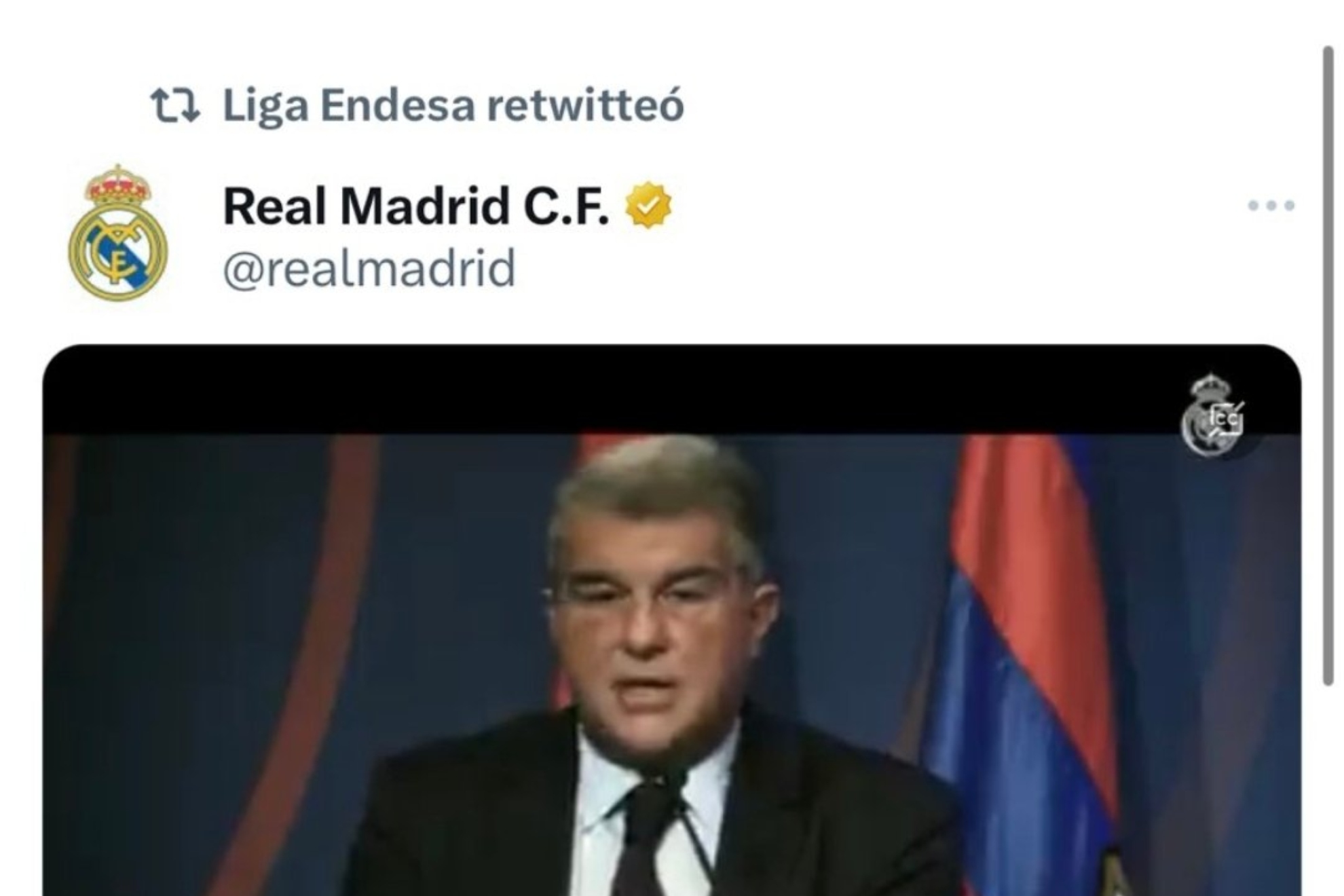 La ACB se disculpa por retuitear el vdeo del Real Madrid contra Laporta