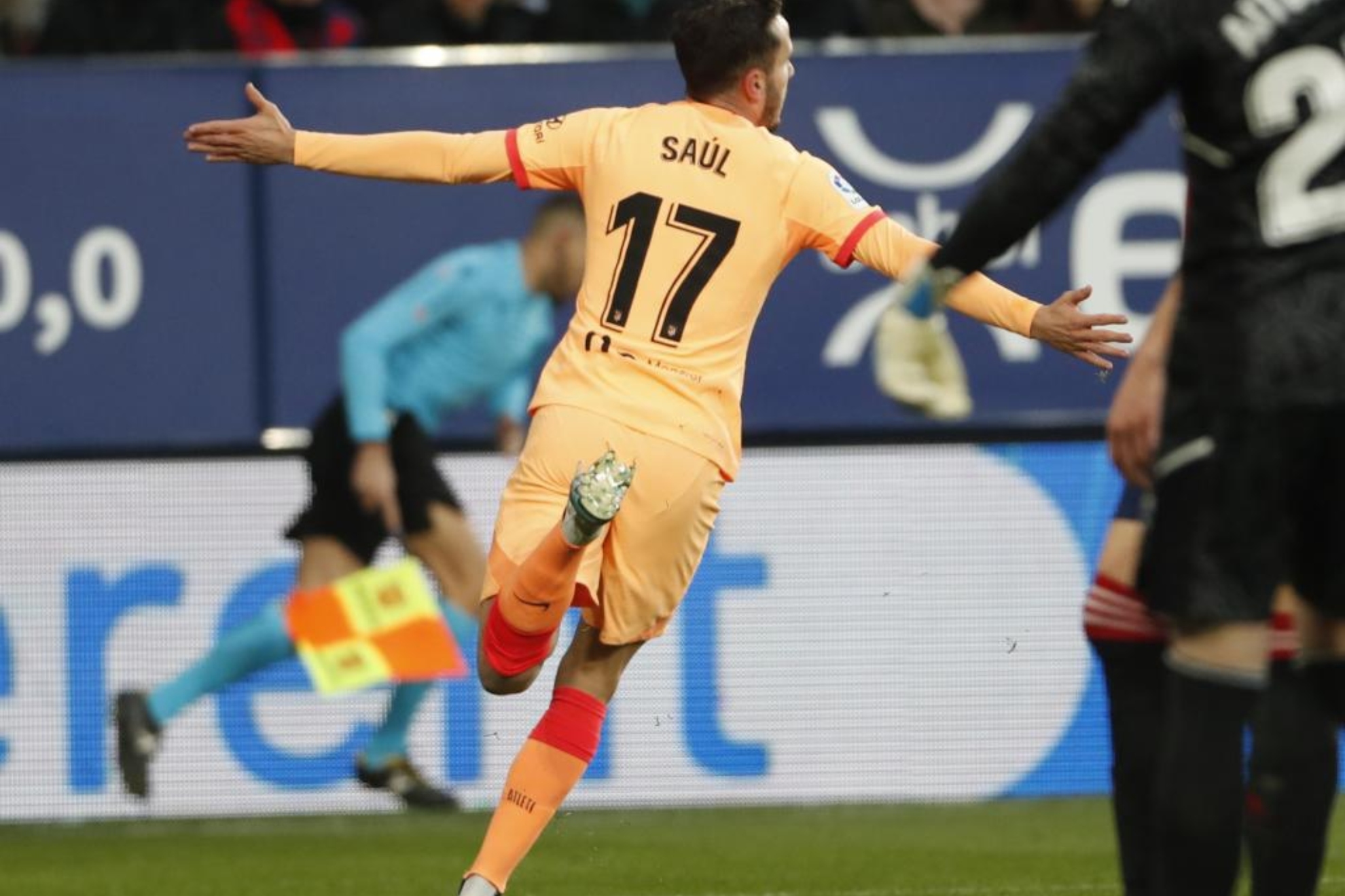 Sal celebra su nico gol esta temporada ante Osasuna.