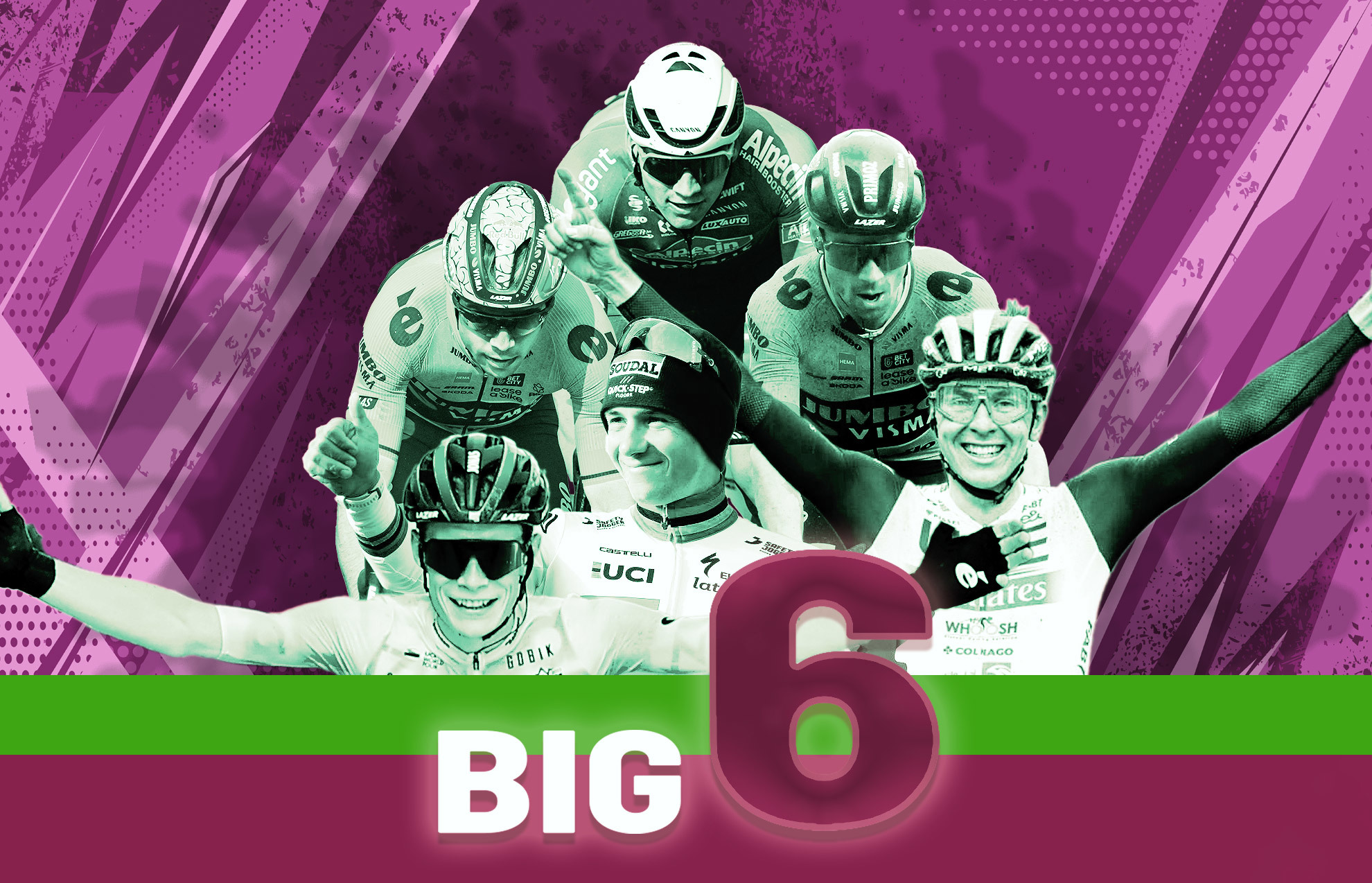 El Big 6 del ciclismo mundial: Vingegaard, Evenepoel, Van Aert, Van der Poel, Roglic y Pogacar