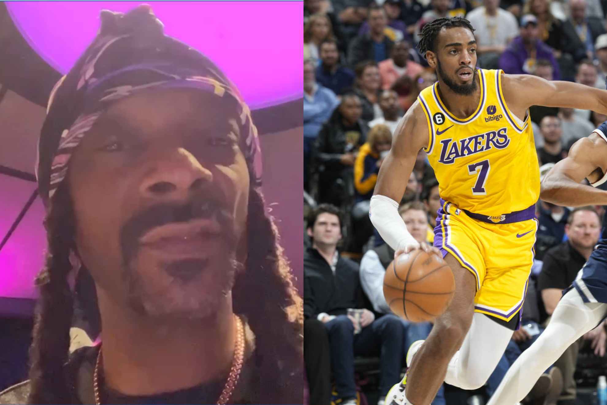 Snoop Dogg trashed the Lakers after their loss in Memphis, taking aim in particular at Troy Brown Jr. (right).