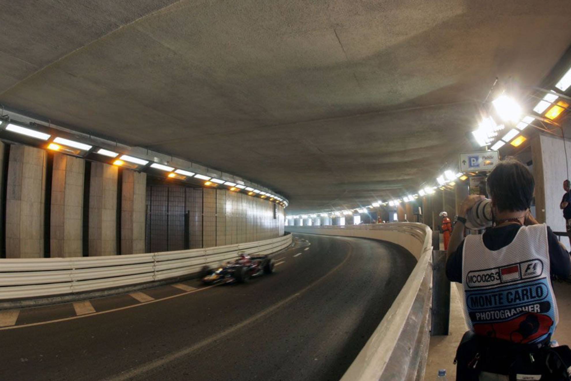 Interior del tnel de Mnaco durante el Gran Premio de F1.