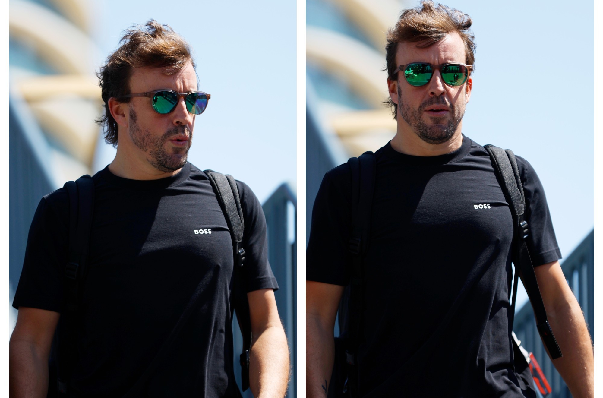 Fernando Alonso, llegando hoy al circuito de Bak.