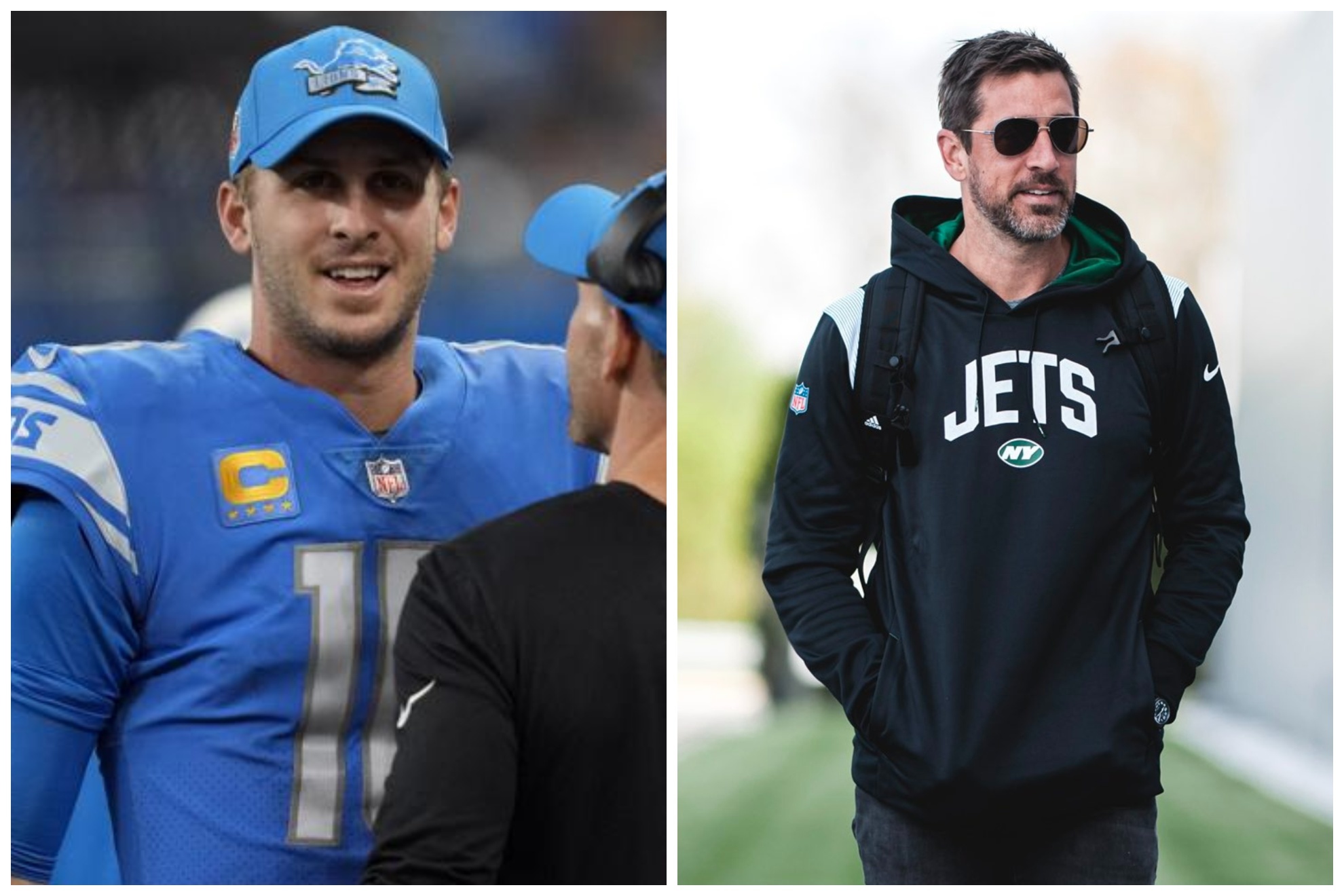 Jared Goff joked about Aaron Rodgers trade to the New York Jets.
