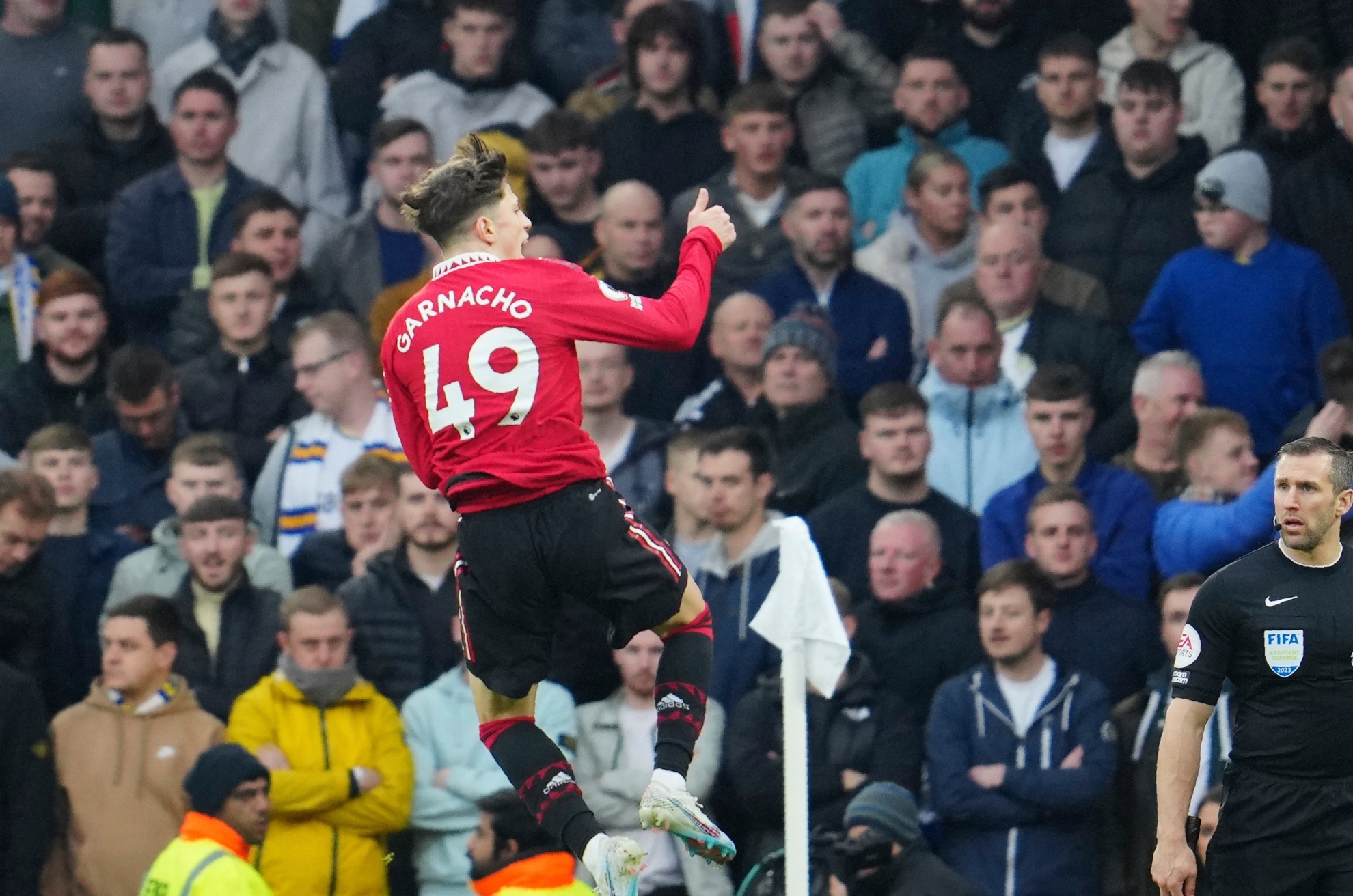 Garnacho celebra un gol con el Manchester United