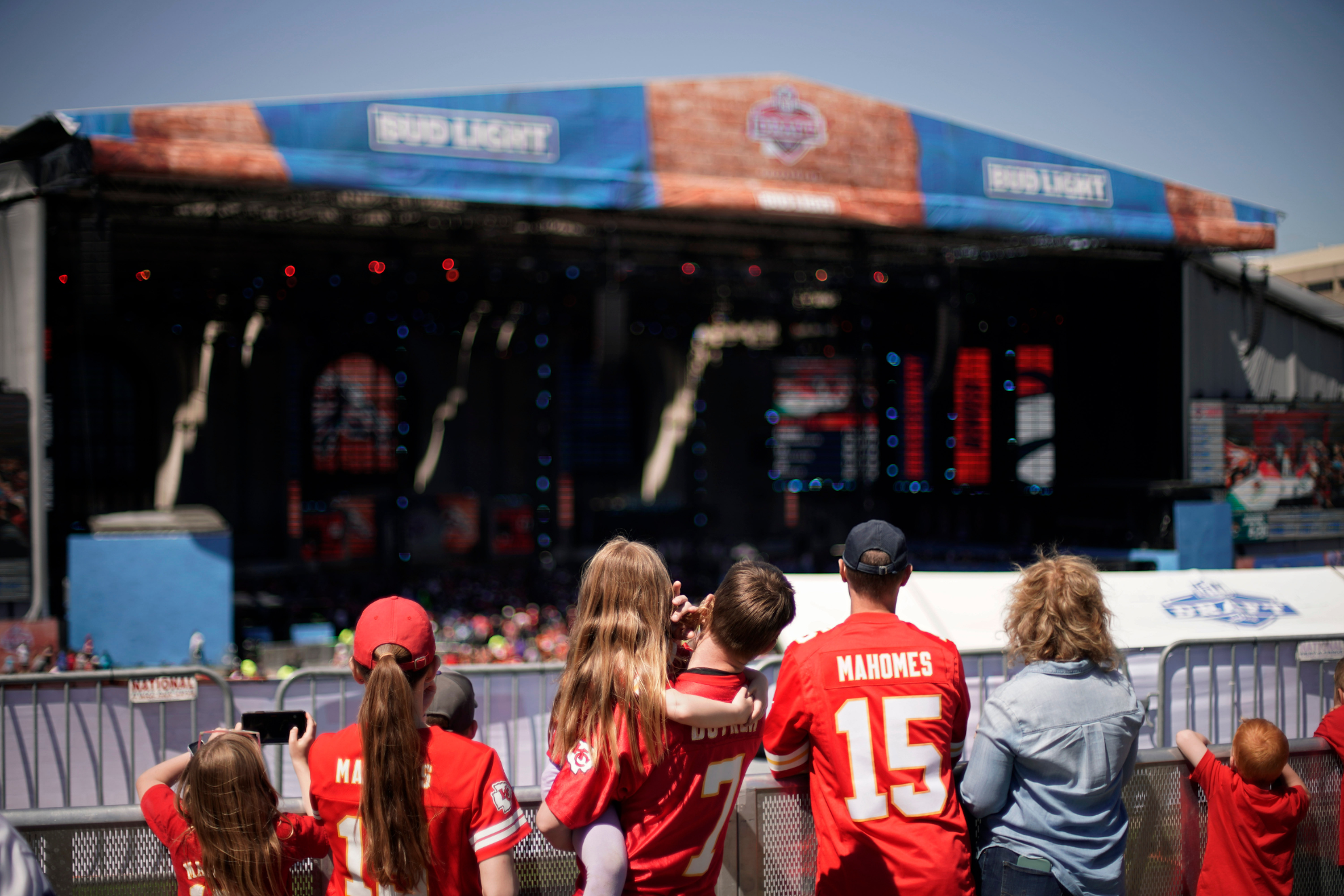 Chiefs fans look on during the third day of the draft.