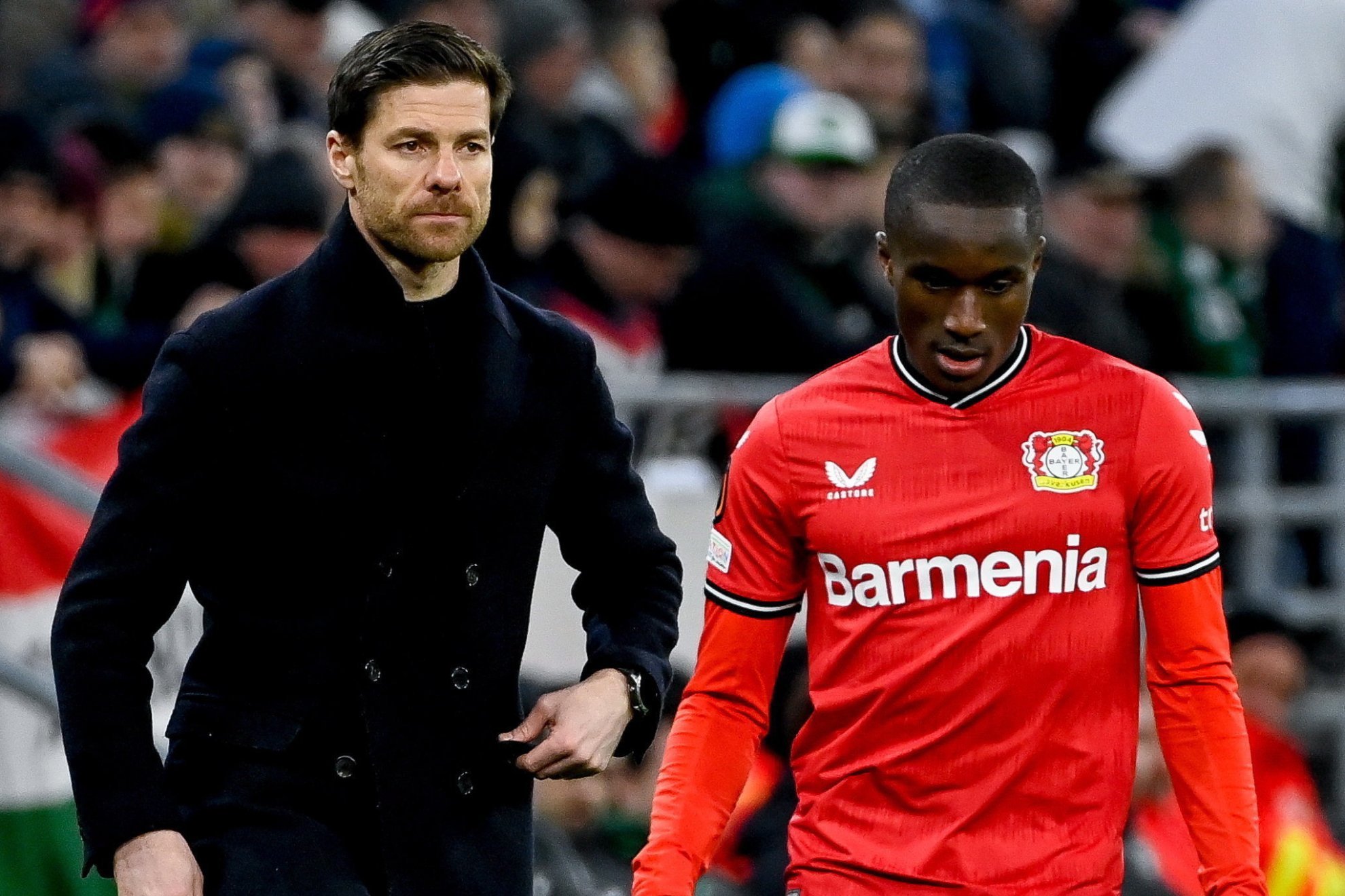 Moussa Diaby with Xabi Alonso