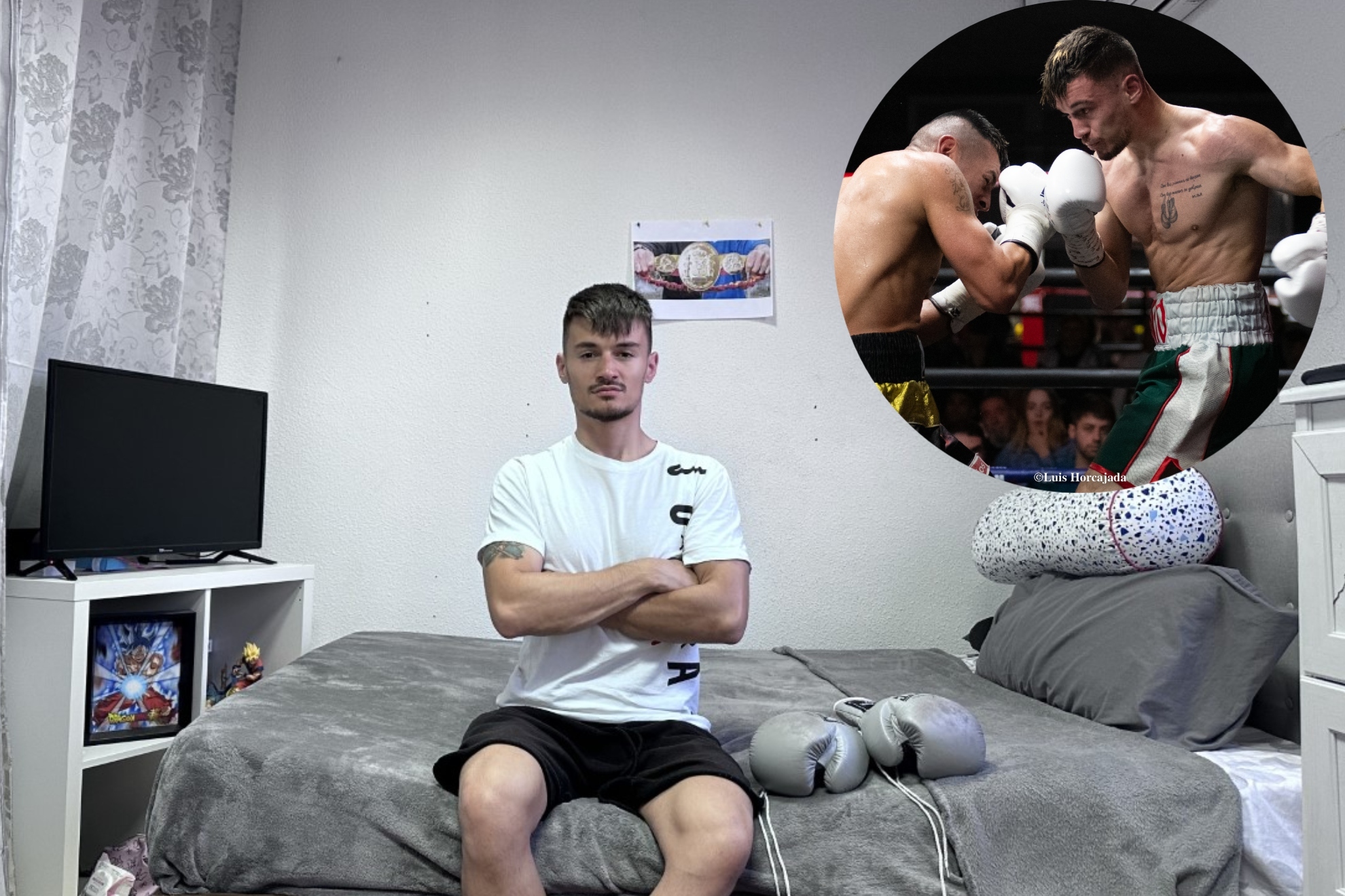 Antonio Collado en su habitación de la Escuela de Boxeo de Rivas.