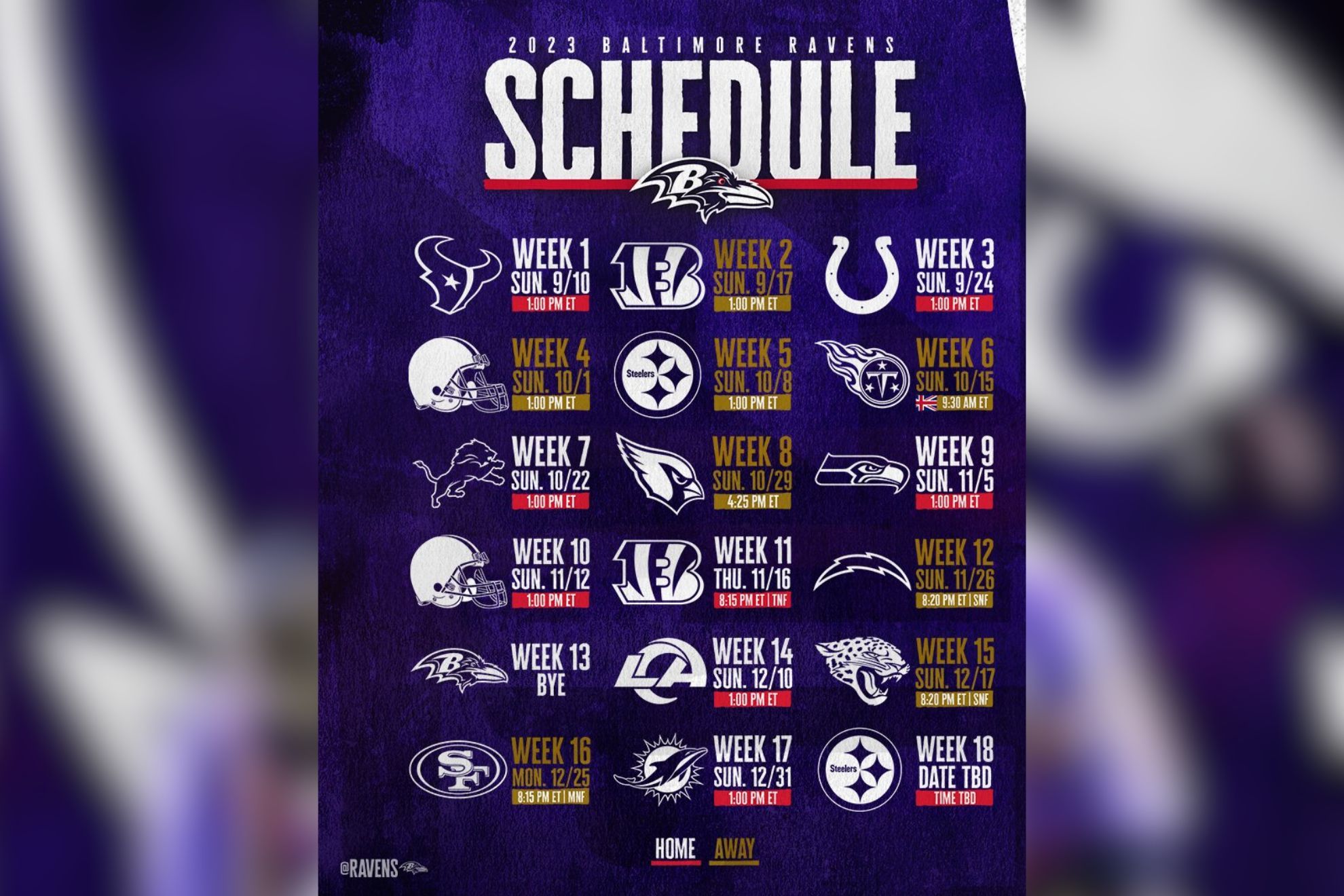 ravens at home schedule