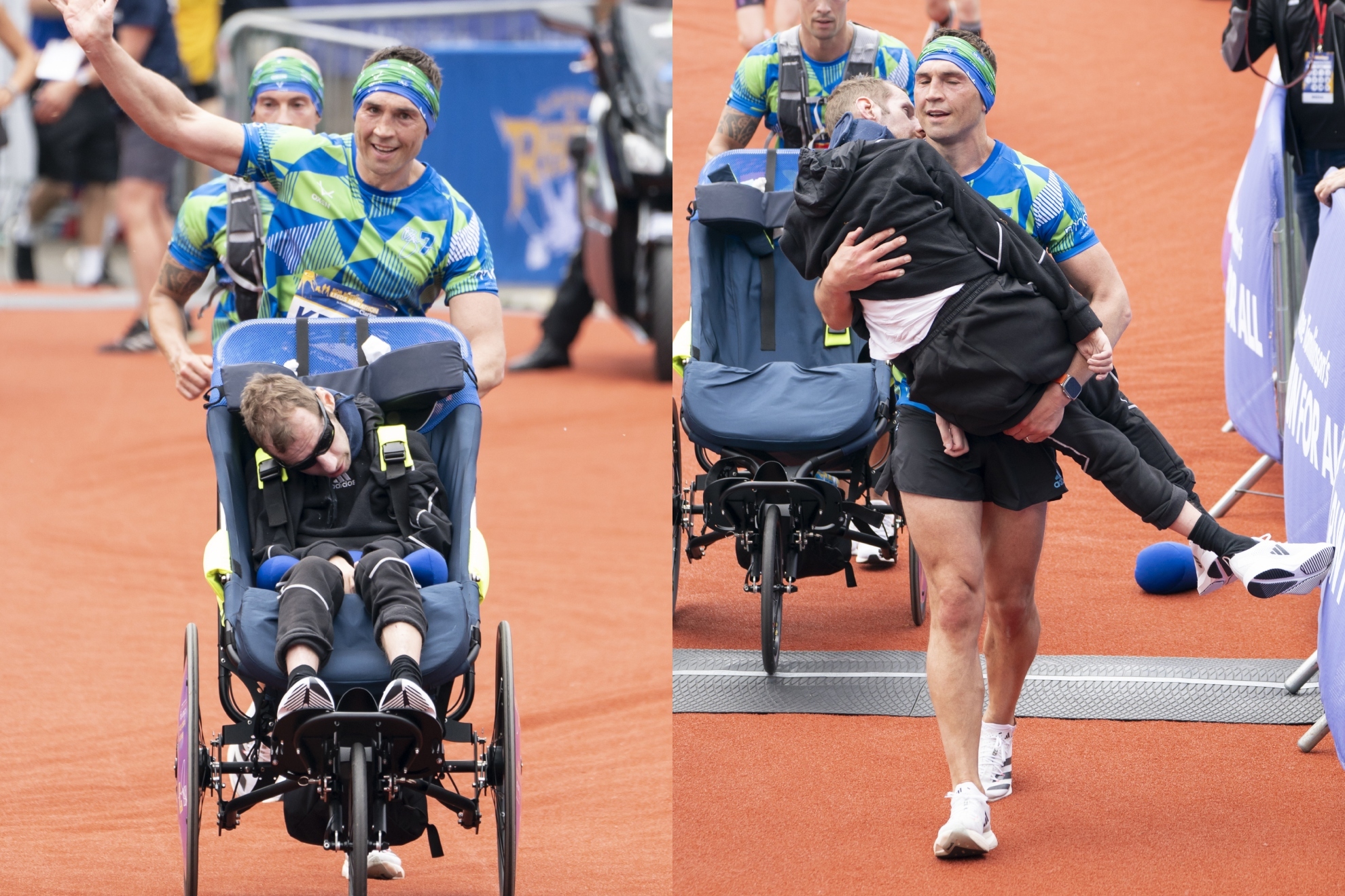 El emotivo gesto en el maratón de Leeds: cruza la meta con su amigo enfermo de ELA en brazos