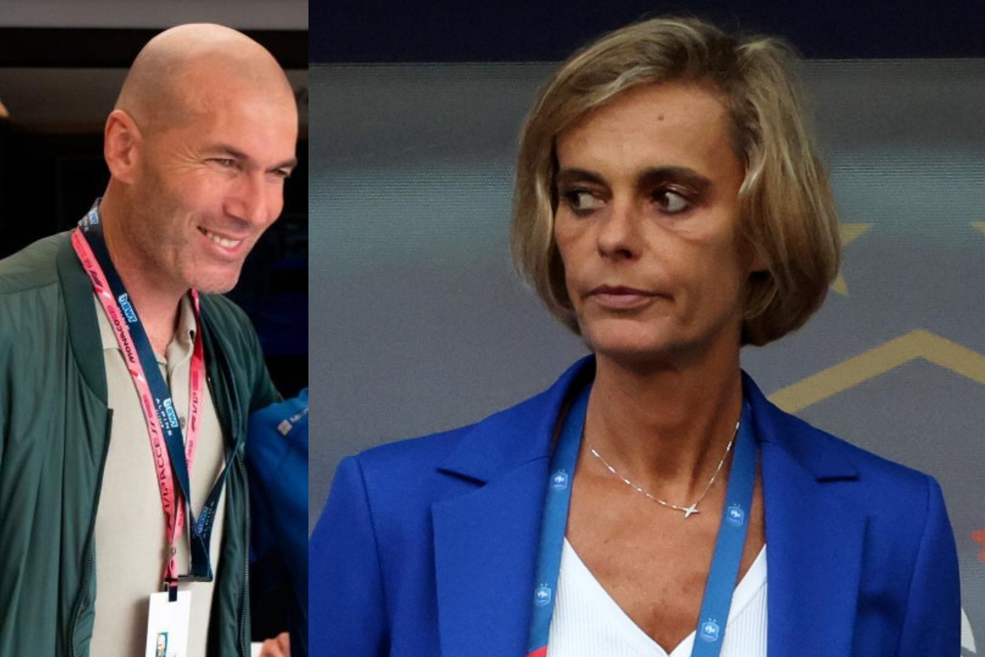 Un montaje con una imagen de Zinedine Zidane y otra de Florence Hardouin.