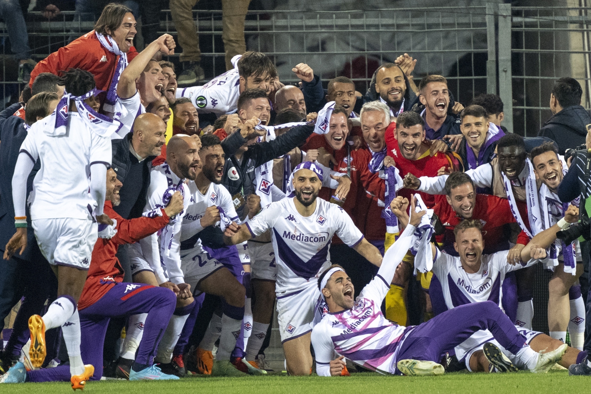 La Fiorentina celebra el pase a la final de la Conference.
