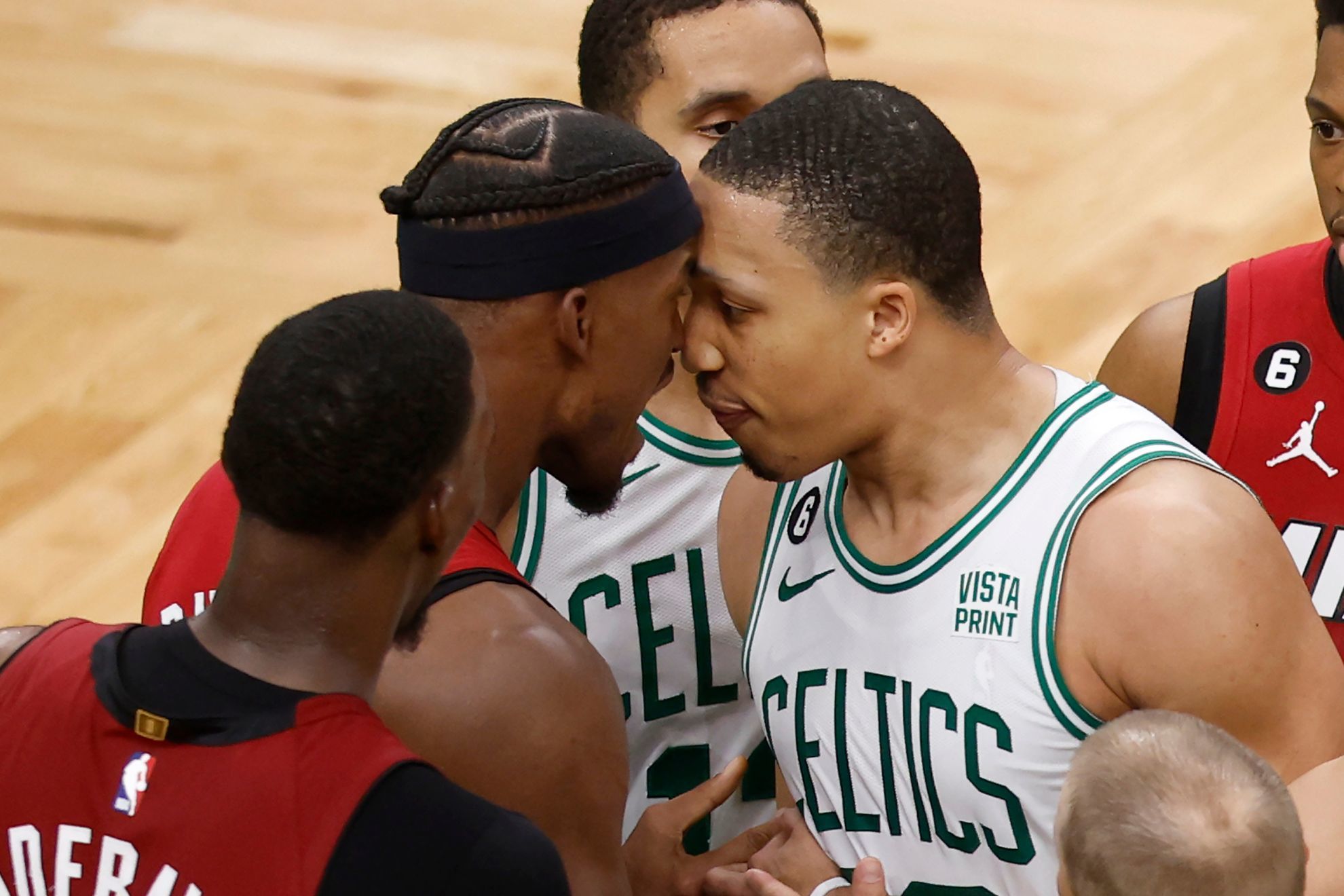 Jimmy Butler laughs last in Grant Williams battle, Heat again upset Celtics