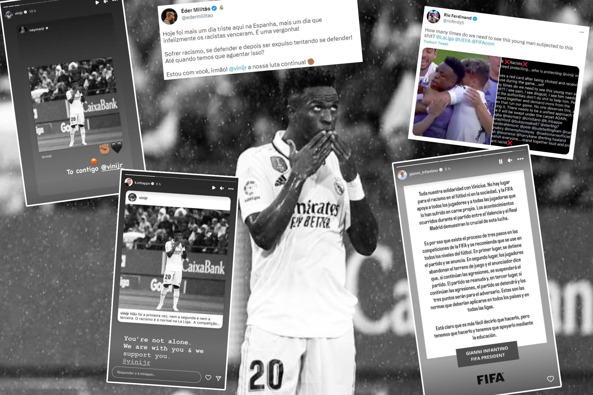The football world backs Vinicius in his fight against racism: We're with you, bro