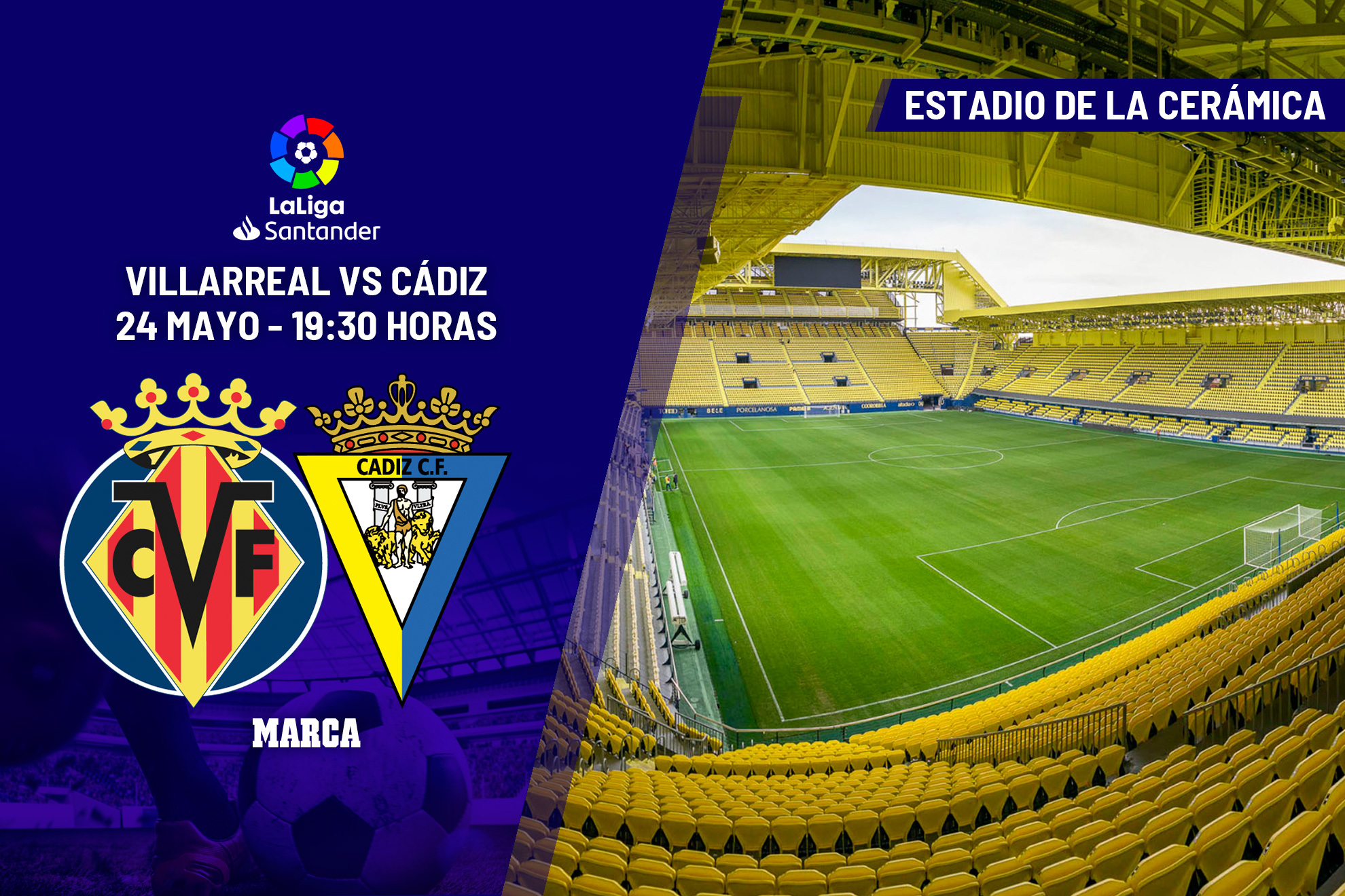 Villarreal -  Cádiz: a qué hora y dónde ver hoy en TV en directo el partido de LaLiga Santander