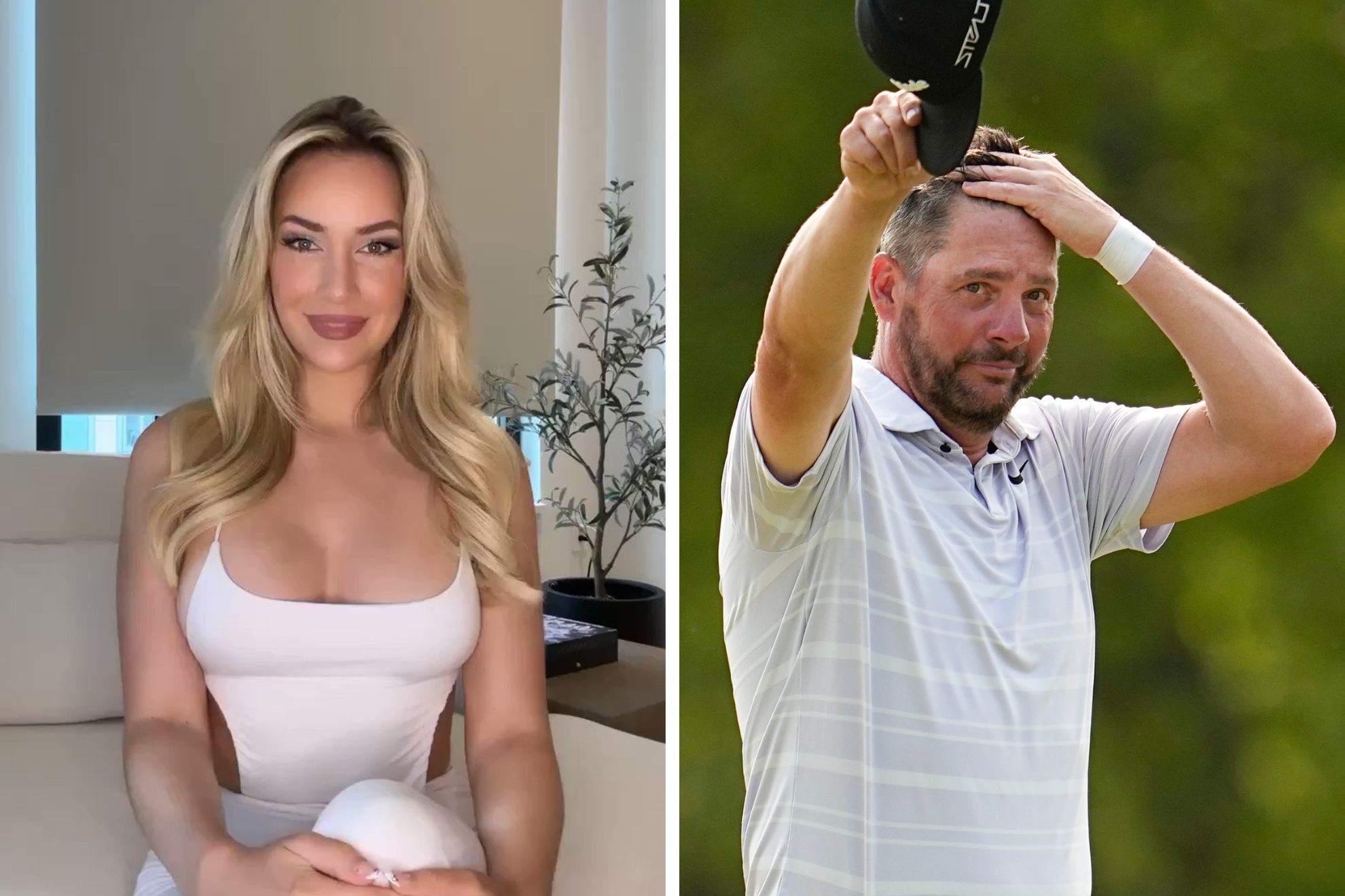 Paige Spiranac with the cherry on top for club pro Michael Block after PGA Championship