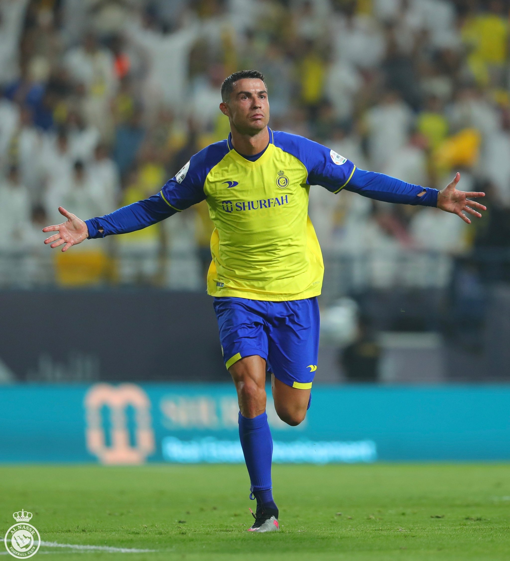 Cristiano Ronaldo celebra su gol ante Al Shabab.
