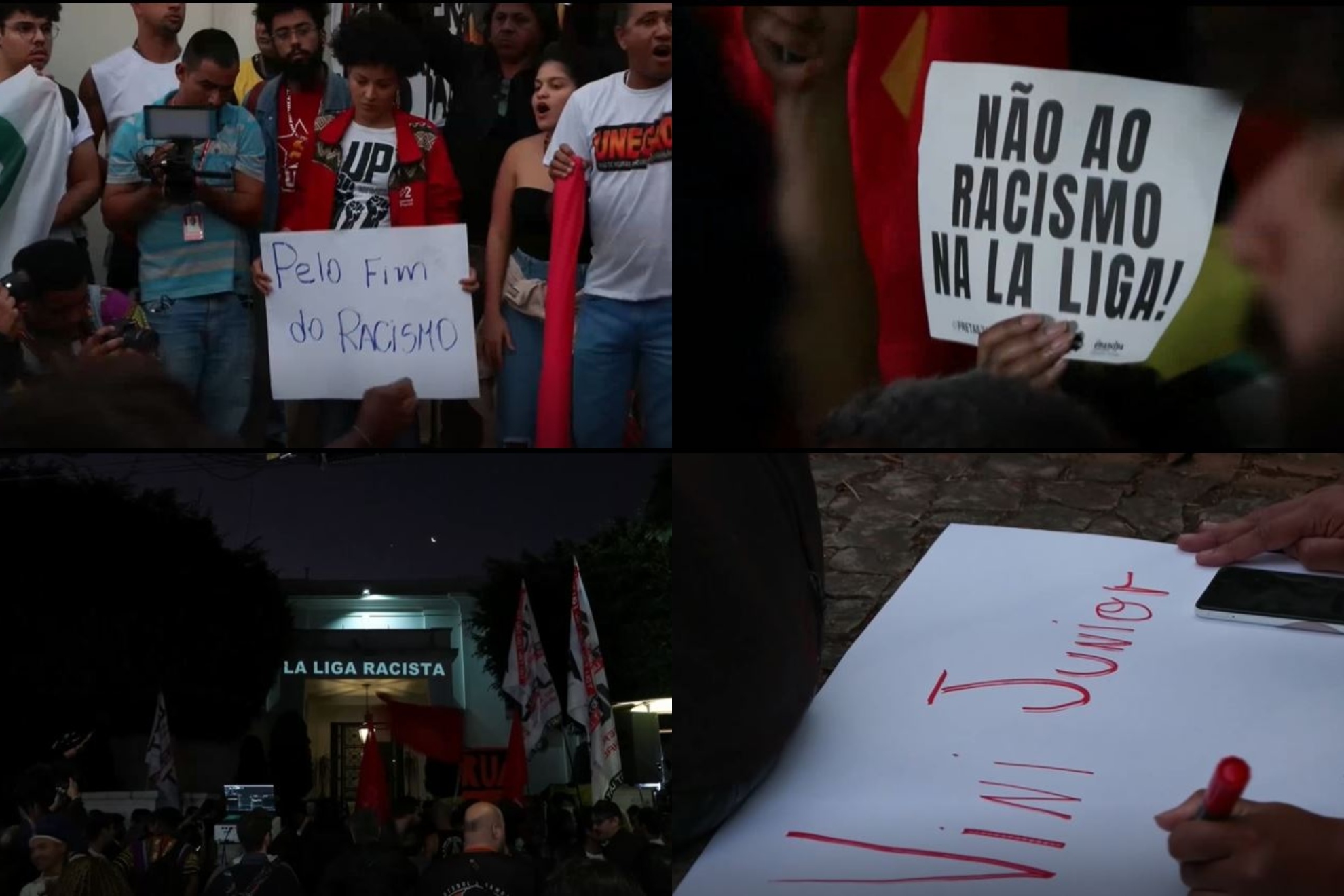 Manifestacin en apoyo a Vinicius frente al Consulado de Espaa en Sao Paulo