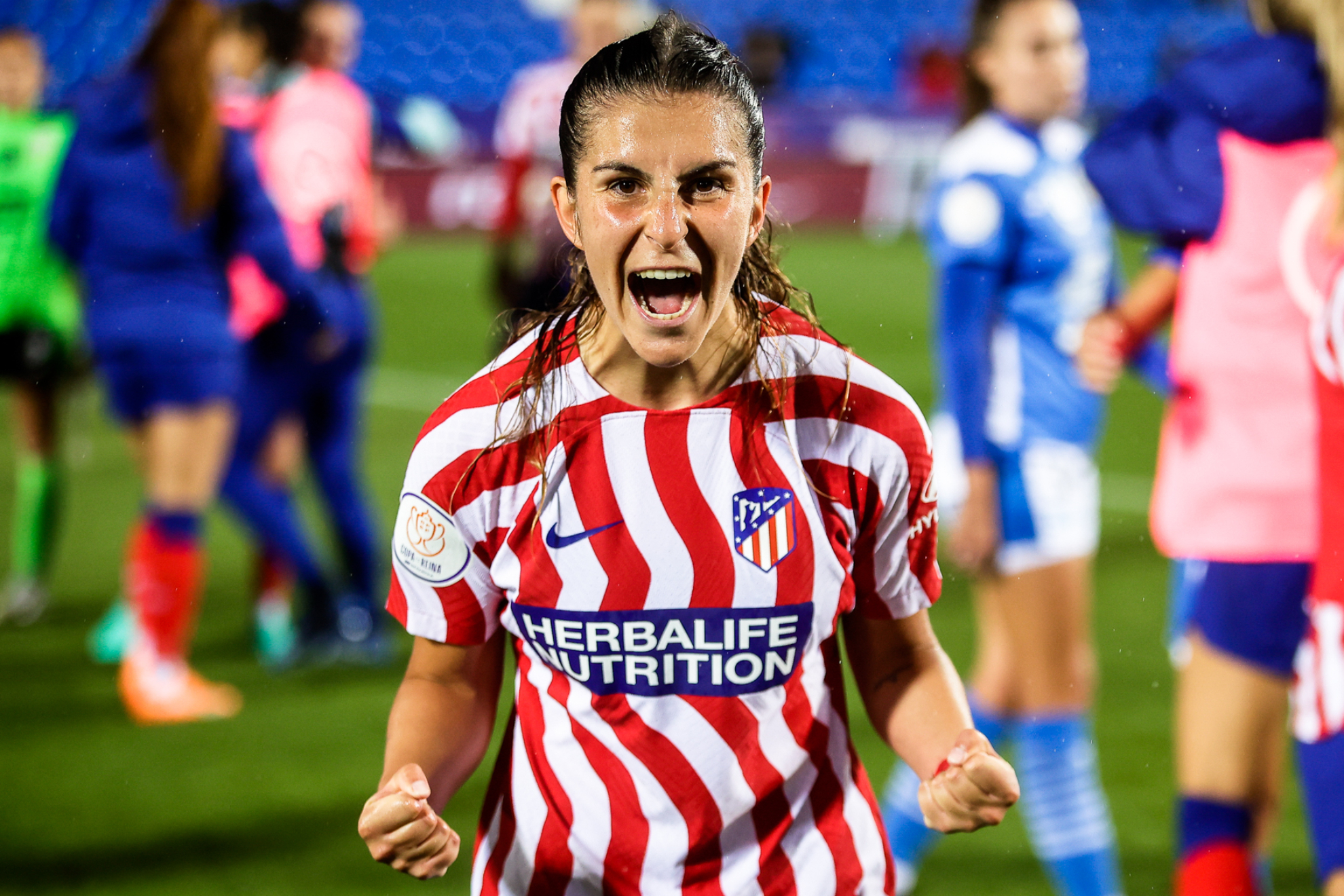 Sonia García Majarín celebra el billete a la final de Copa en Butarque / Atlético de Madrid